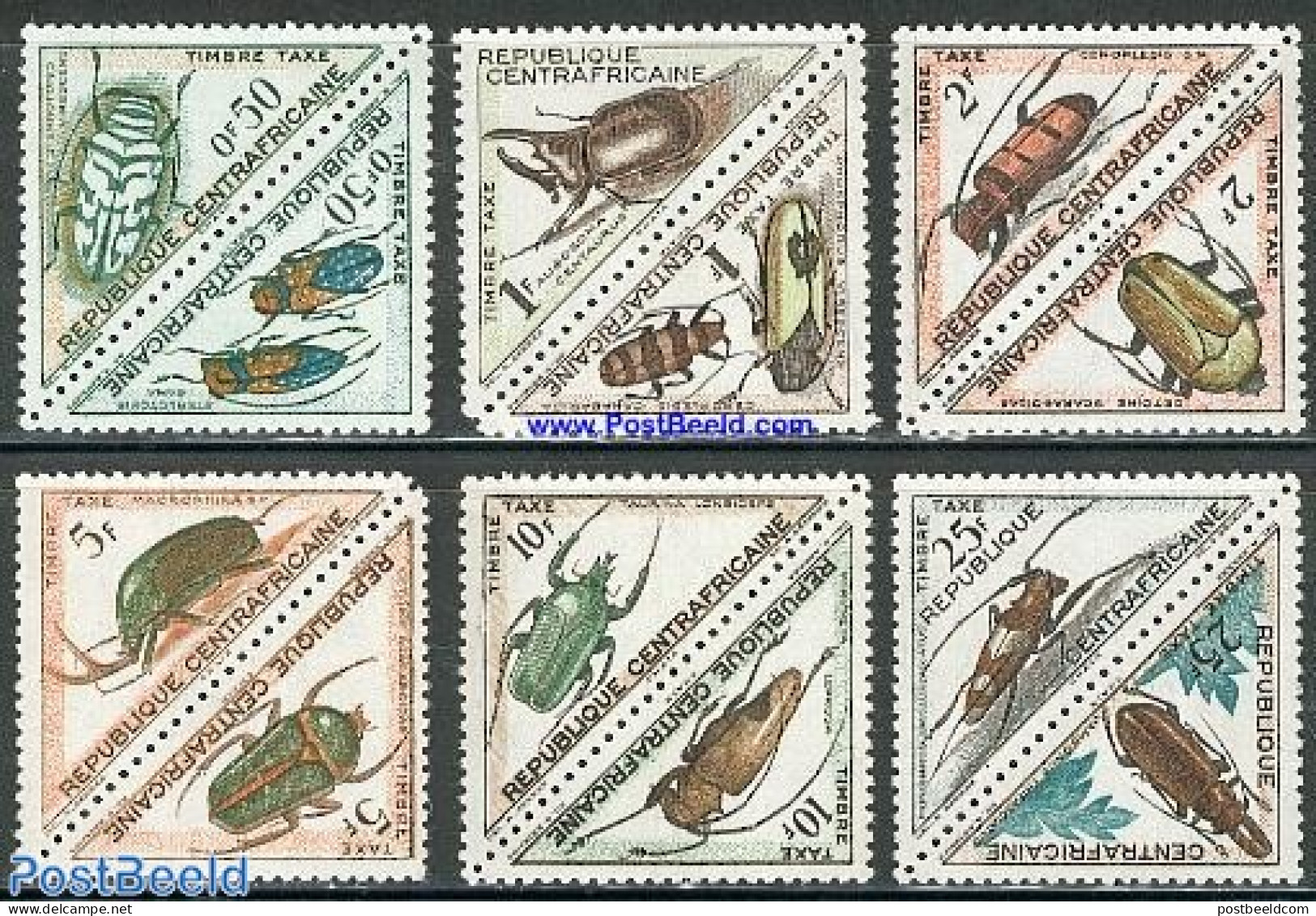 Central Africa 1962 Postage Due, Insects 12v (6x[:]), Mint NH, Nature - Insects - Central African Republic