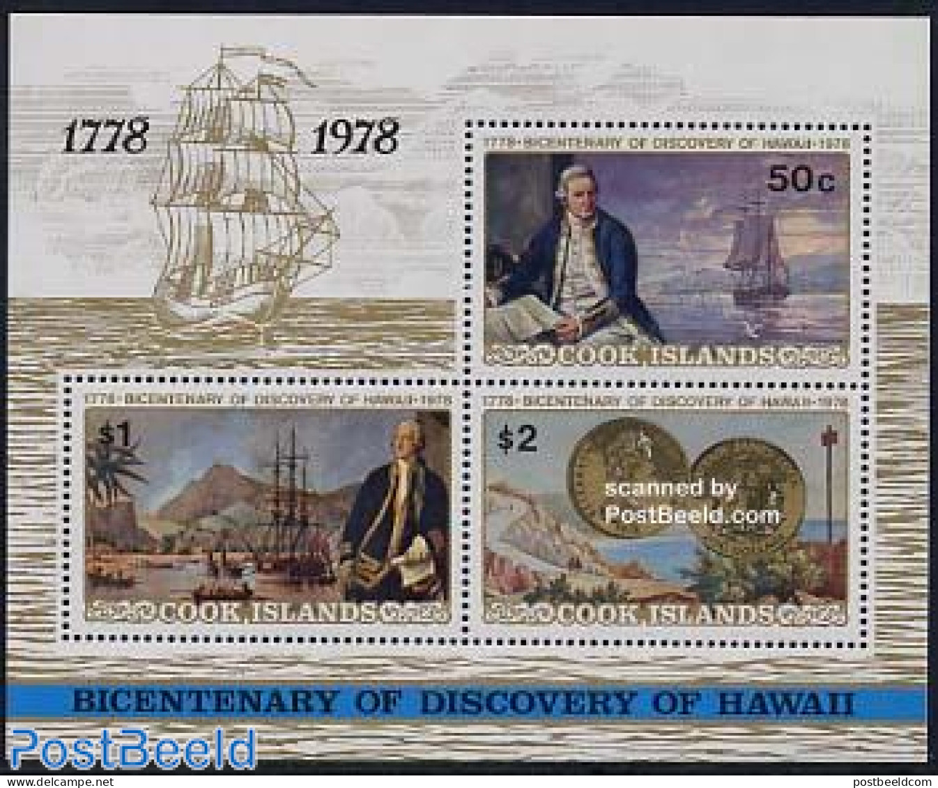 Cook Islands 1978 James Cook S/s, Mint NH, History - Transport - Various - Explorers - Ships And Boats - Money On Stamps - Explorers