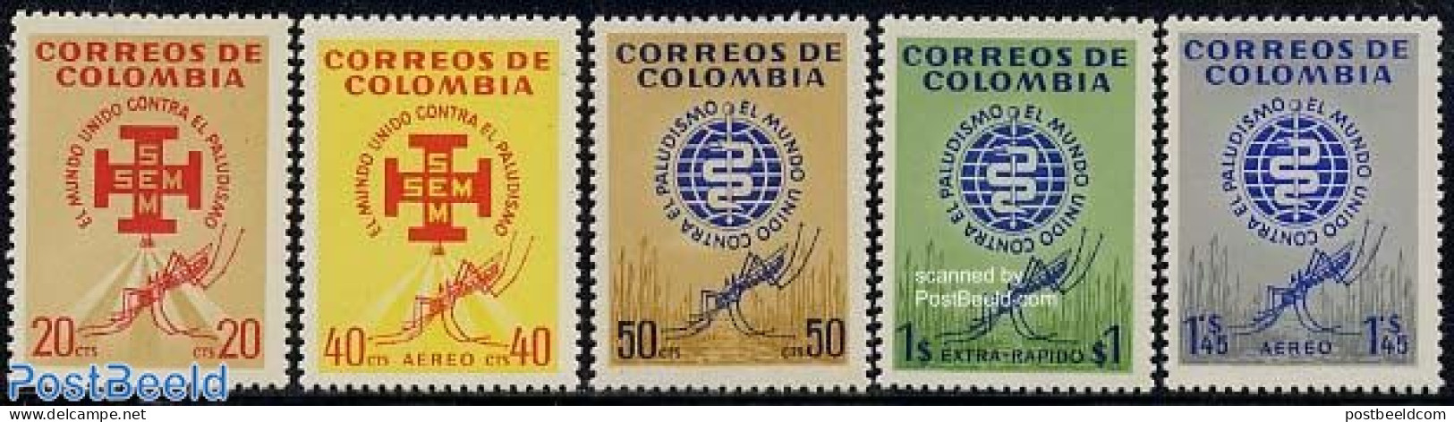 Colombia 1962 Anti Malaria 5v, Mint NH, Health - Nature - Health - Insects - Kolumbien