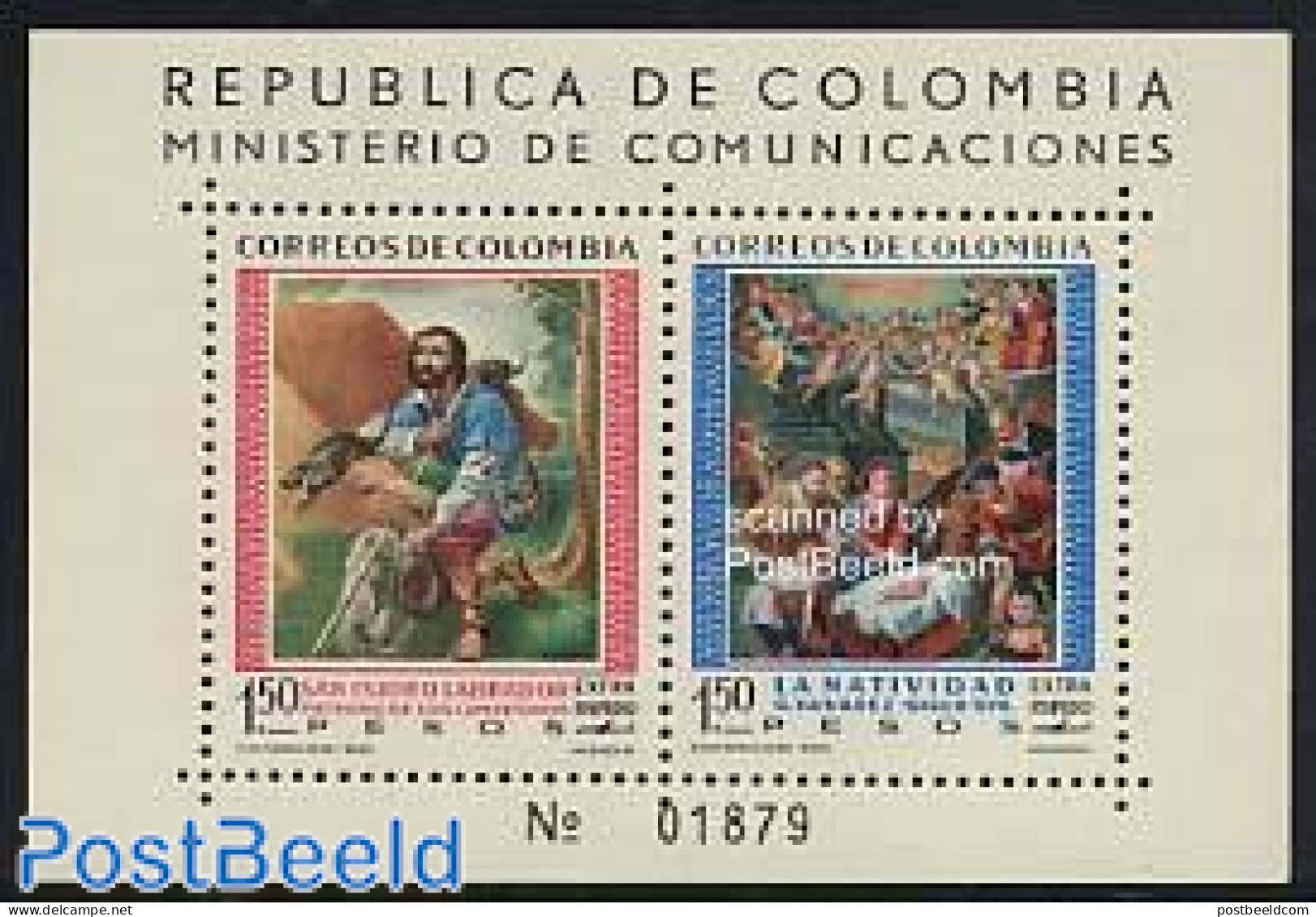 Colombia 1960 St Isidro Labrador S/s, Mint NH, Religion - Religion - Art - Paintings - Colombie