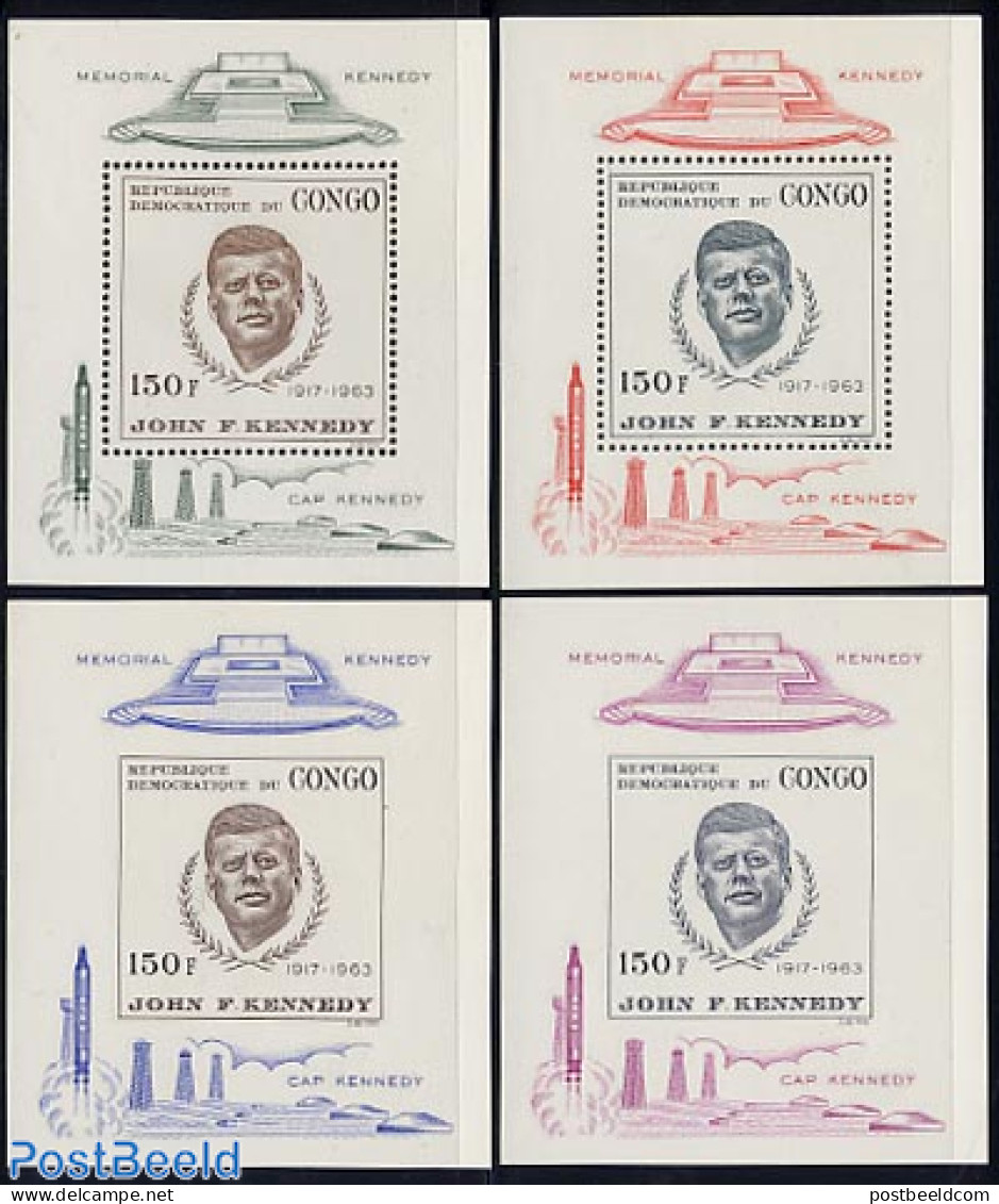 Congo (Kinshasa) 1966 J.F. Kennedy 4 S/s, Mint NH, History - American Presidents - Andere & Zonder Classificatie