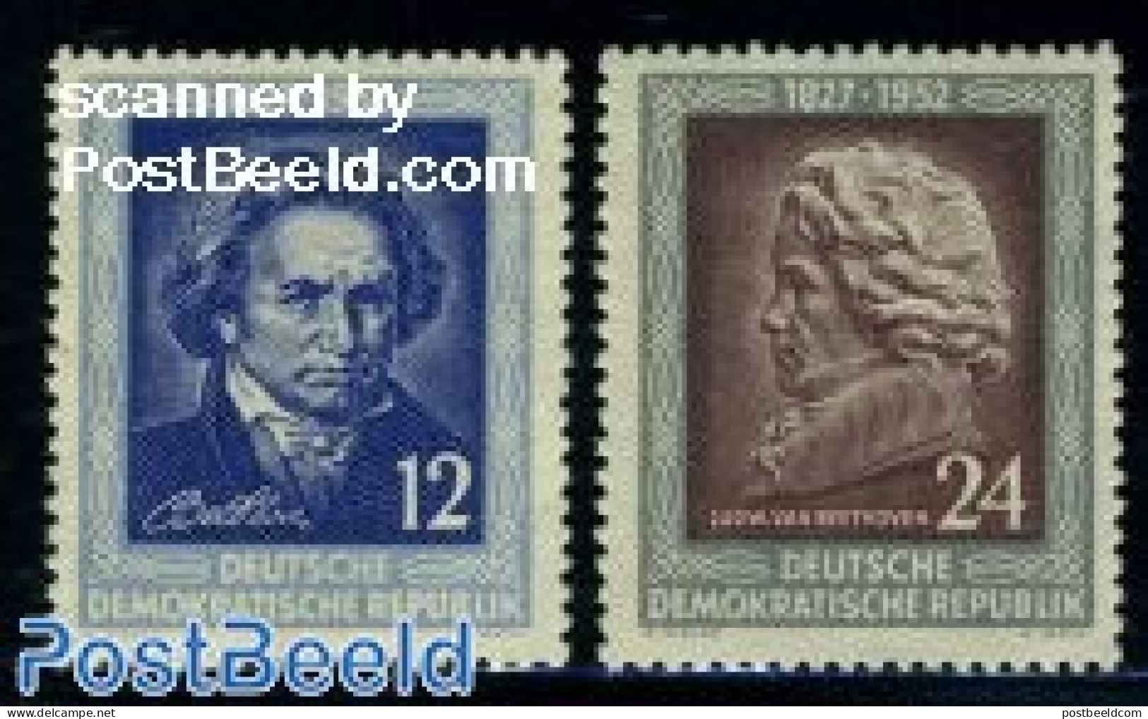 Germany, DDR 1952 Ludwig Von Beethoven 2v, Mint NH, Performance Art - Music - Neufs