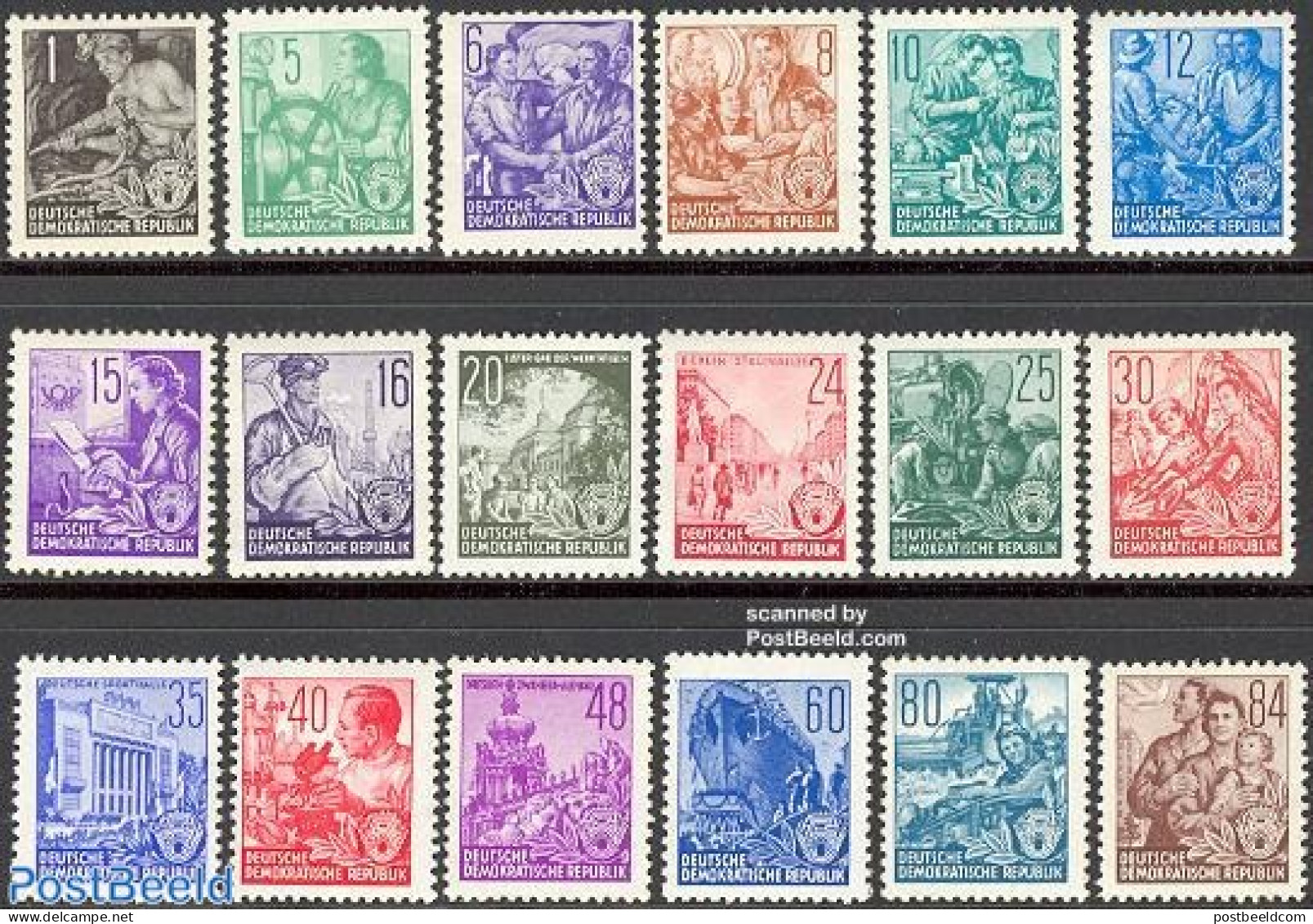Germany, DDR 1953 Definitives 18v, Mint NH, Science - Transport - Various - Computers & IT - Mining - Automobiles - Ra.. - Unused Stamps