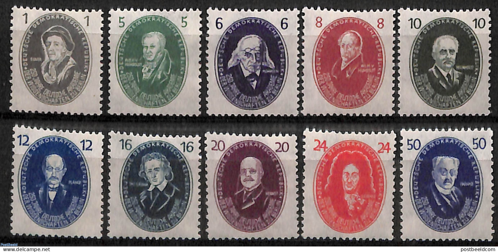 Germany, DDR 1950 Famous Persons 10v, Mint NH, History - Science - Nobel Prize Winners - Computers & IT - Physicians - Neufs