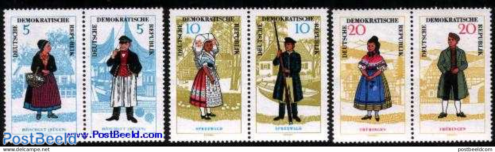 Germany, DDR 1964 Costumes 3x2v [:], Mint NH, Transport - Various - Ships And Boats - Costumes - Neufs
