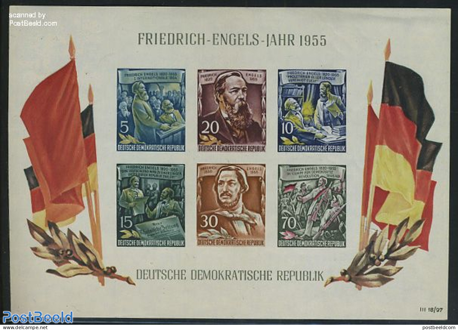 Germany, DDR 1955 F. Engels Year S/s, Mint NH - Other & Unclassified