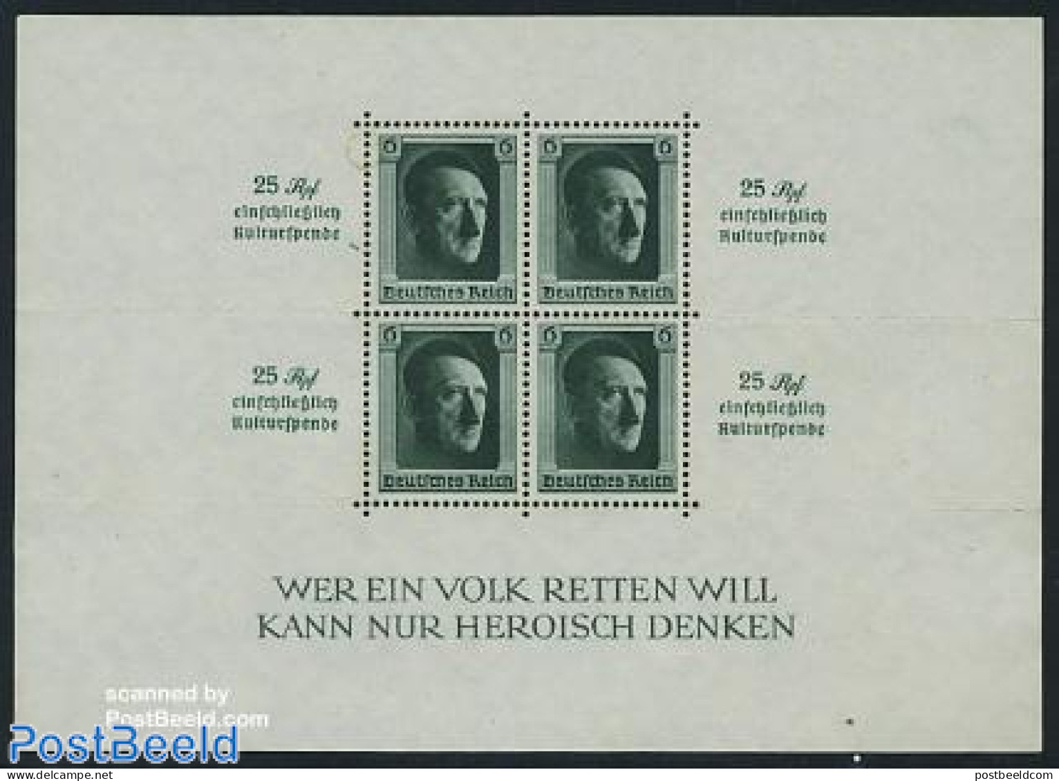 Germany, Empire 1937 Culture S/s, Mint NH, History - Politicians - Blokken