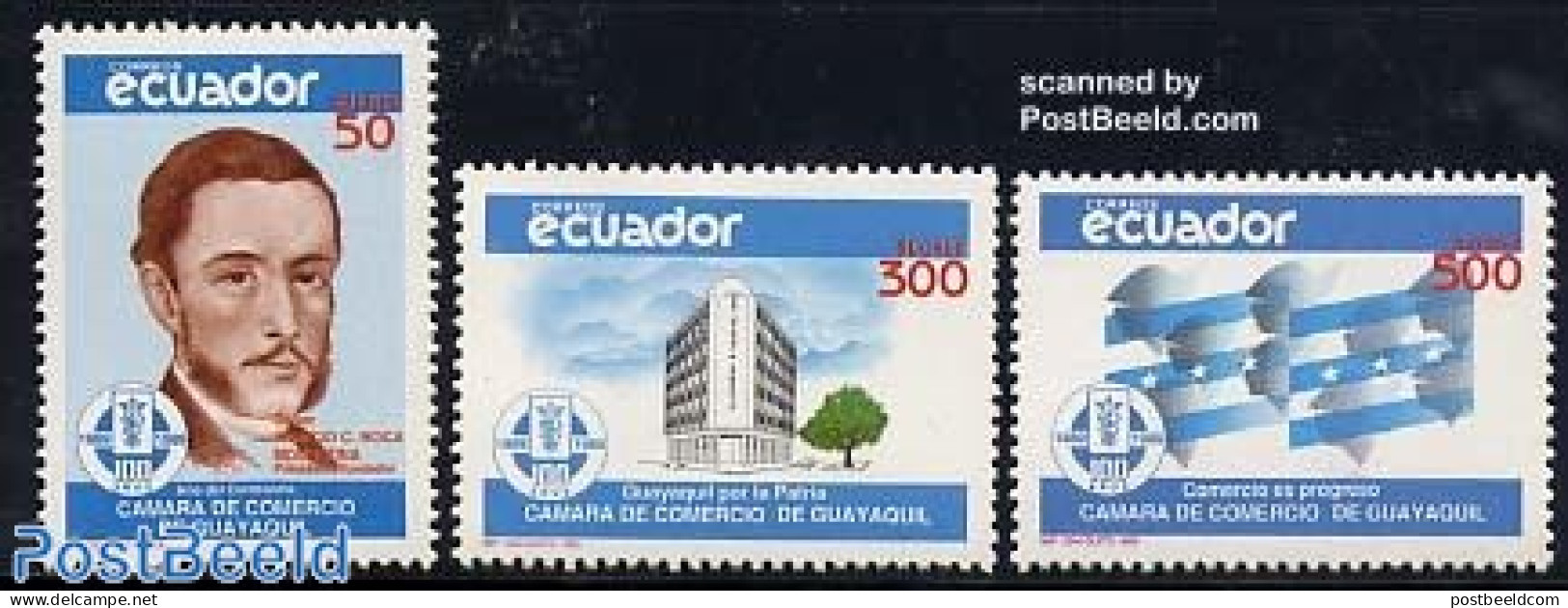 Ecuador 1989 Chamber Of Commerce 3v, Mint NH, Various - Export & Trade - Factories & Industries