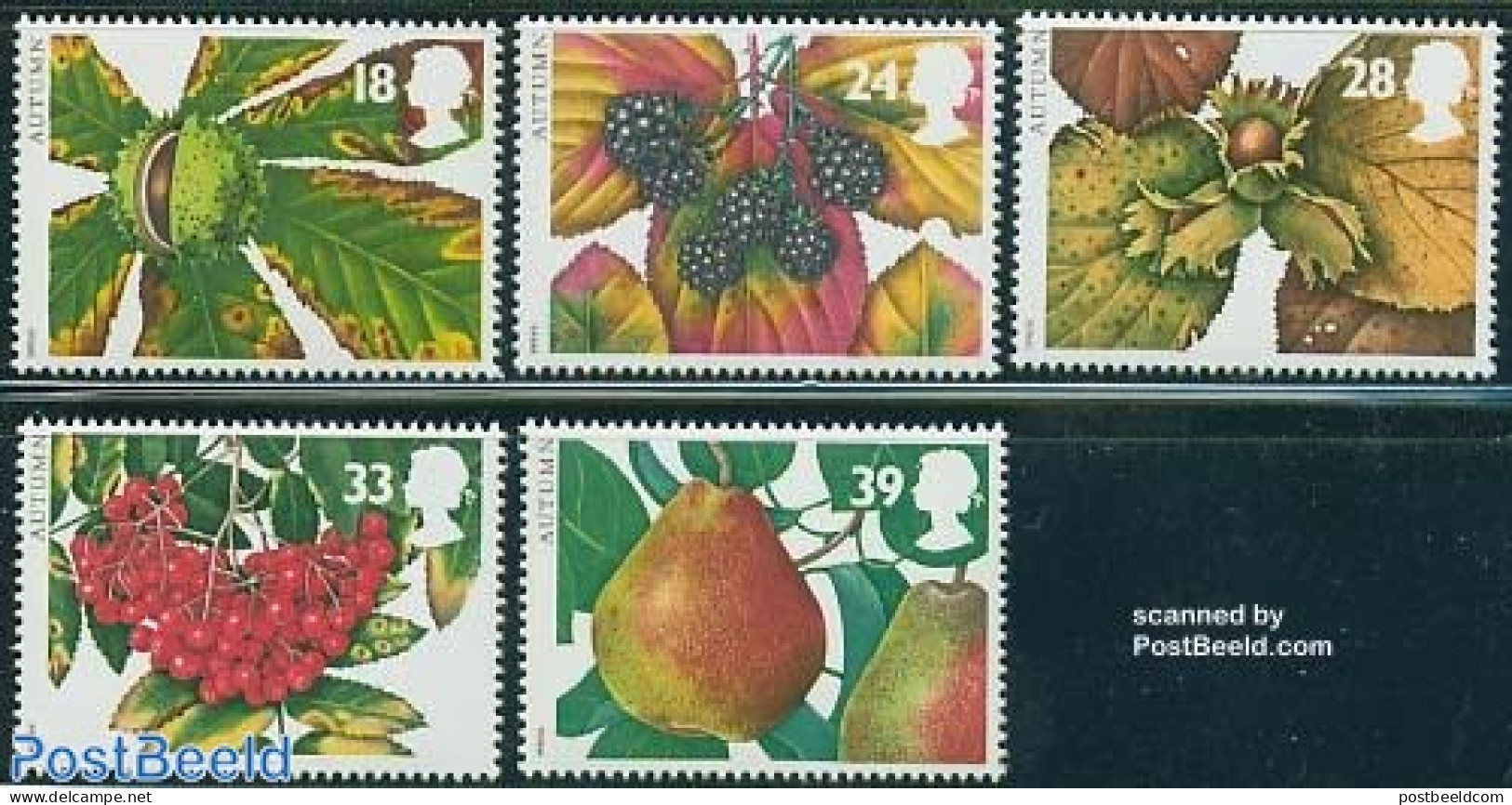 Great Britain 1993 Autumn 5v, Mint NH, Nature - Fruit - Trees & Forests - Otros & Sin Clasificación
