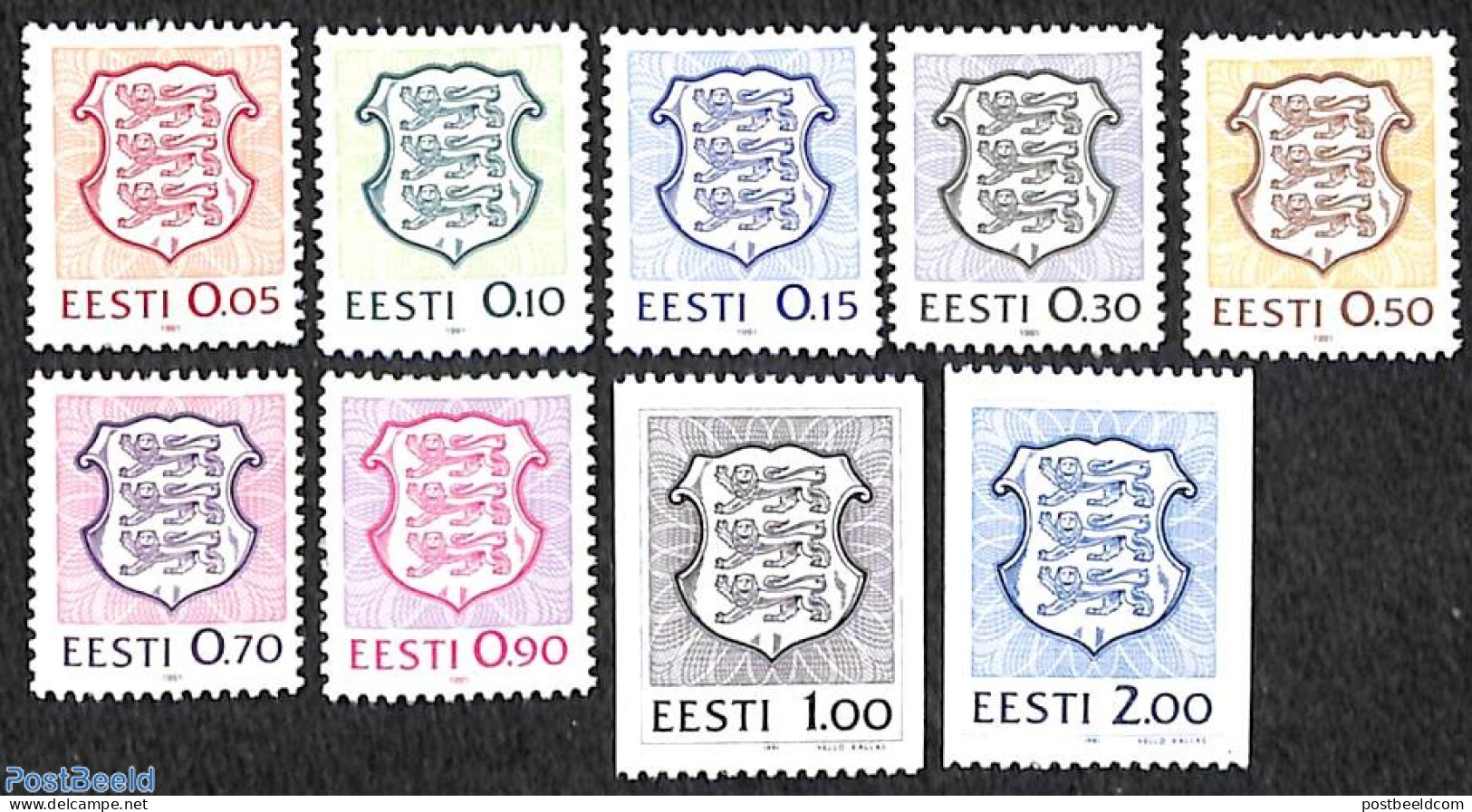 Estonia 1991 Definitives 9v, Mint NH, History - Coat Of Arms - Estonie