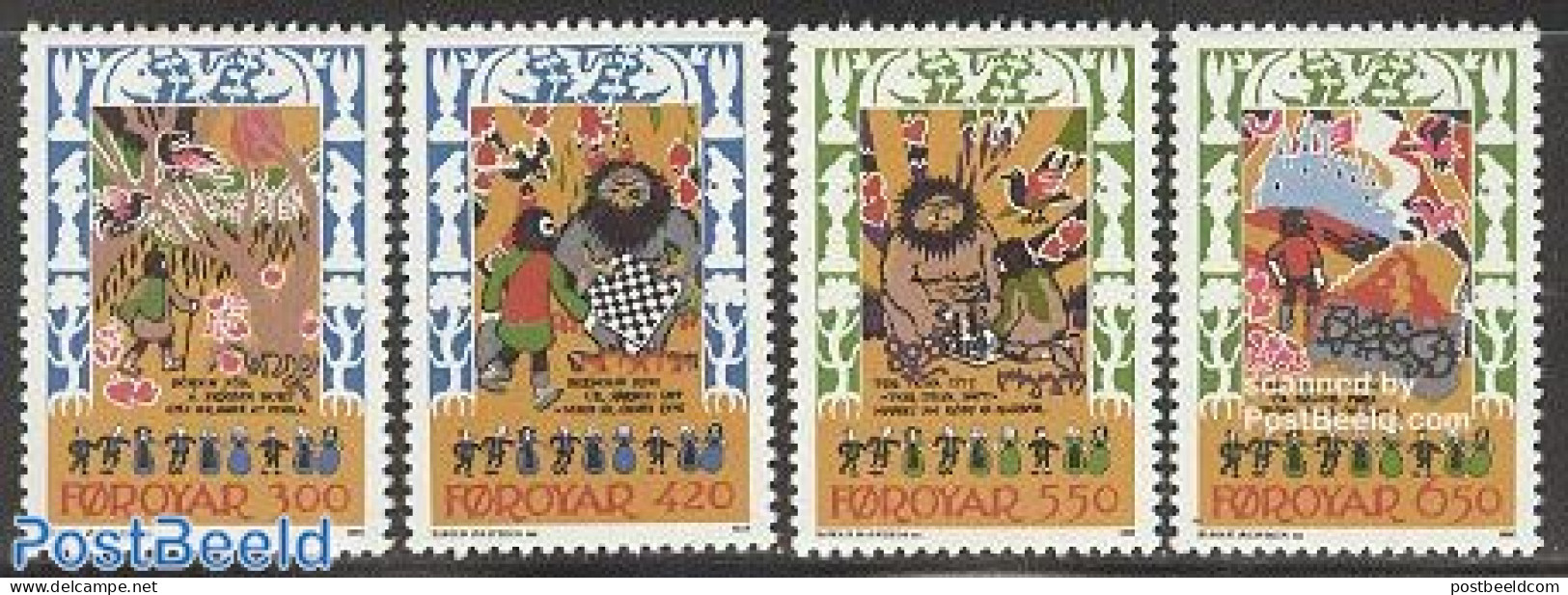 Faroe Islands 1986 Skrimsala Dancing Ball 4v, Mint NH, Performance Art - Sport - Music - Chess - Art - Fairytales - Musique