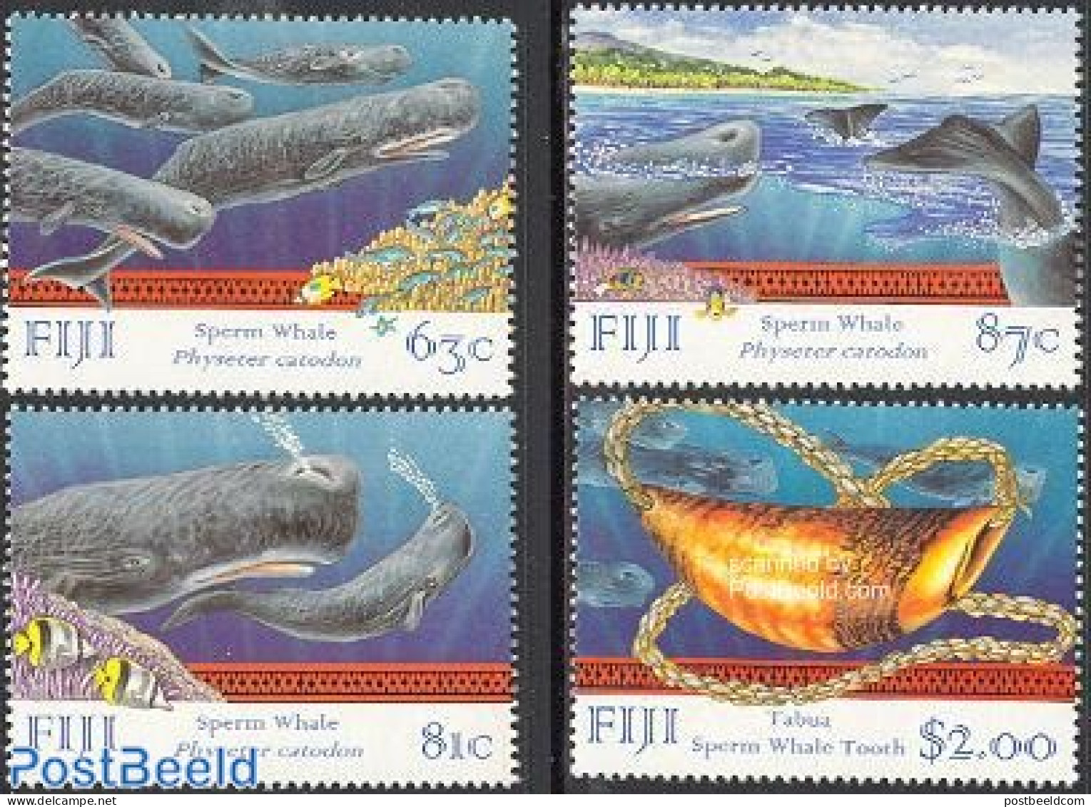 Fiji 1998 Sperm Whale 4v, Mint NH, Nature - Sea Mammals - Other & Unclassified