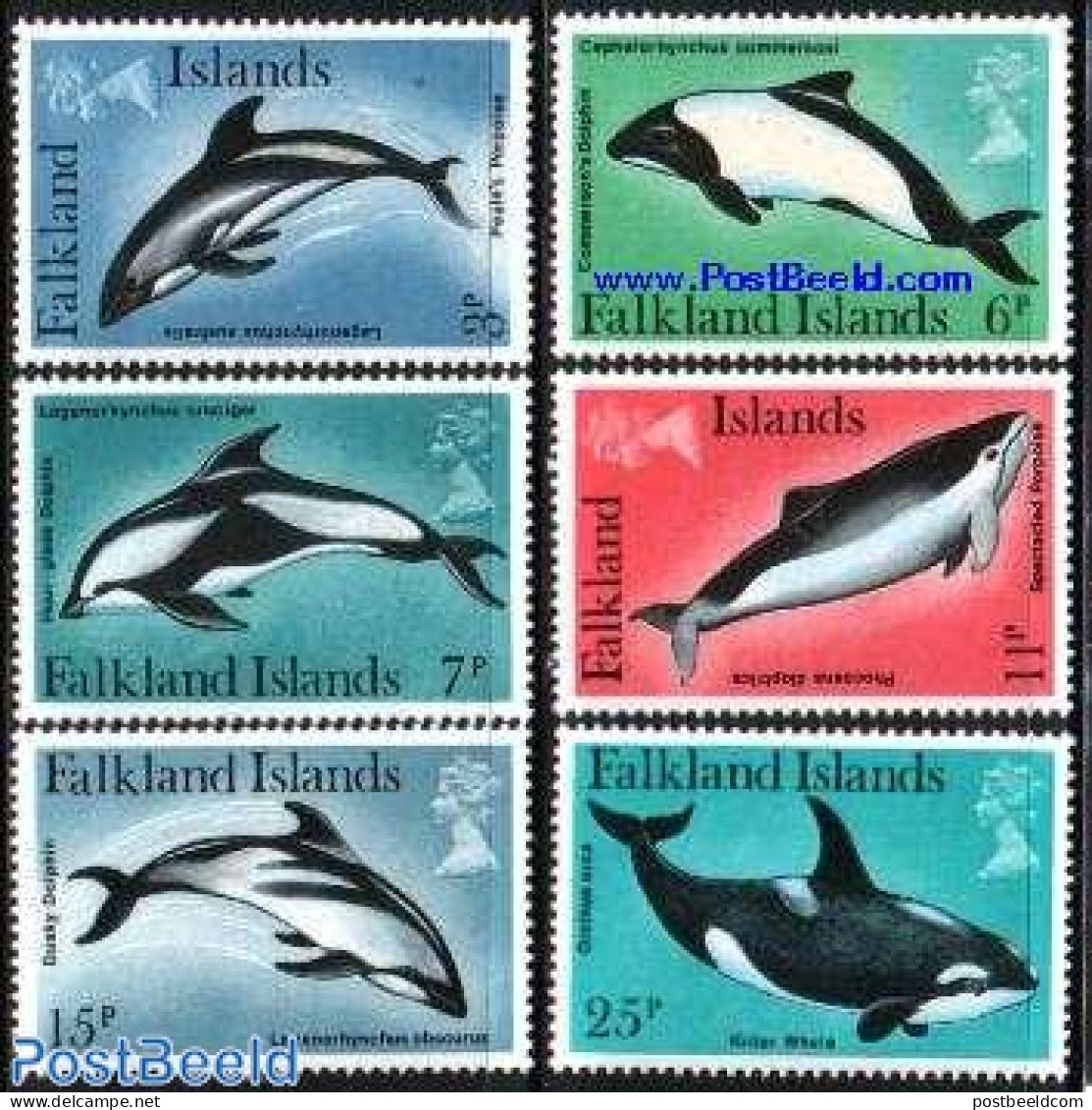Falkland Islands 1980 Dolphins 6v, Mint NH, Nature - Sea Mammals - Andere & Zonder Classificatie