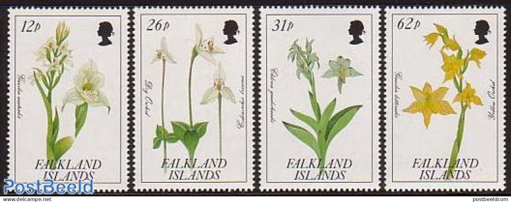 Falkland Islands 1991 Orchids 4v, Mint NH, Nature - Flowers & Plants - Orchids - Autres & Non Classés