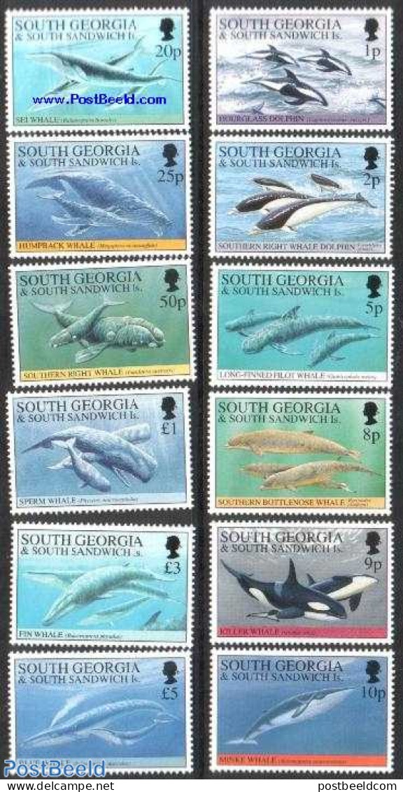South Georgia / Falklands Dep. 1994 Definitives, Sea Mammals 12v, Mint NH, Nature - Sea Mammals - Andere & Zonder Classificatie