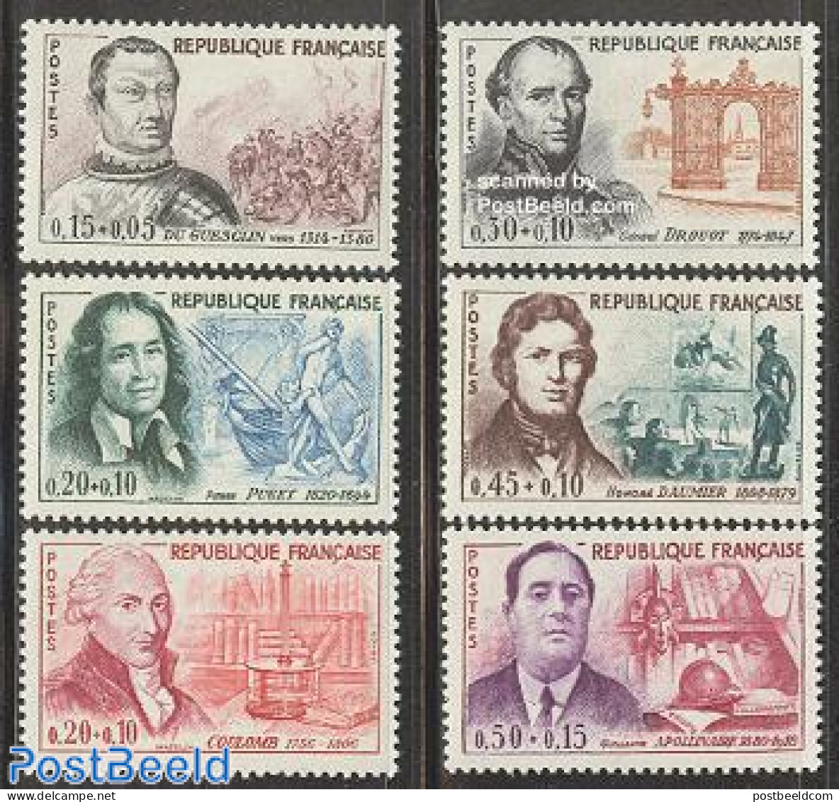 France 1961 Famous Persons 6v, Mint NH, Transport - Ships And Boats - Art - Architects - Authors - Books - Libraries -.. - Ungebraucht