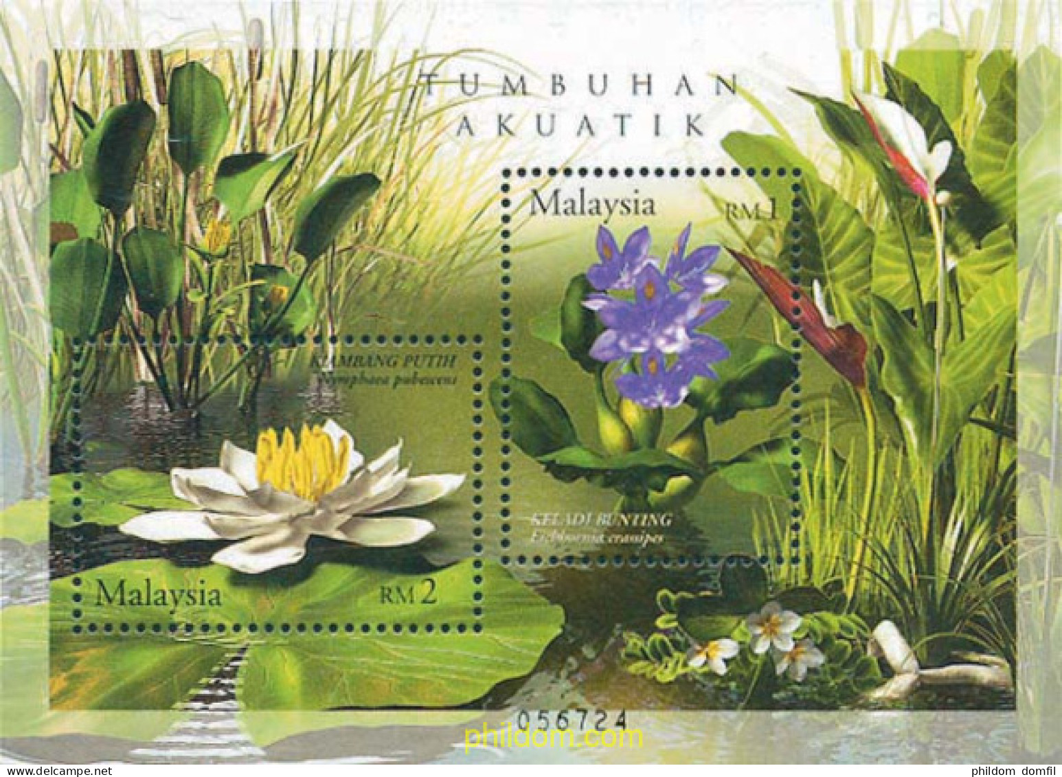 121689 MNH MALASIA 2002 PLANTAS ACUATICAS - Malaysia (1964-...)