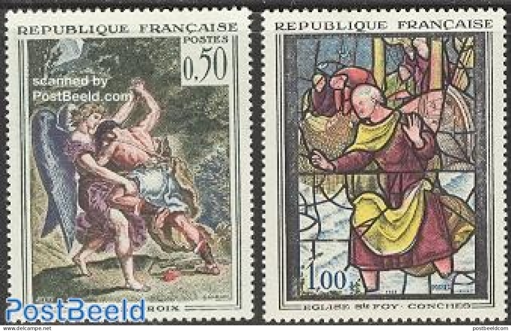 France 1963 Art 2v, Mint NH, Nature - Religion - Transport - Fishing - Angels - Ships And Boats - Art - Paintings - St.. - Neufs