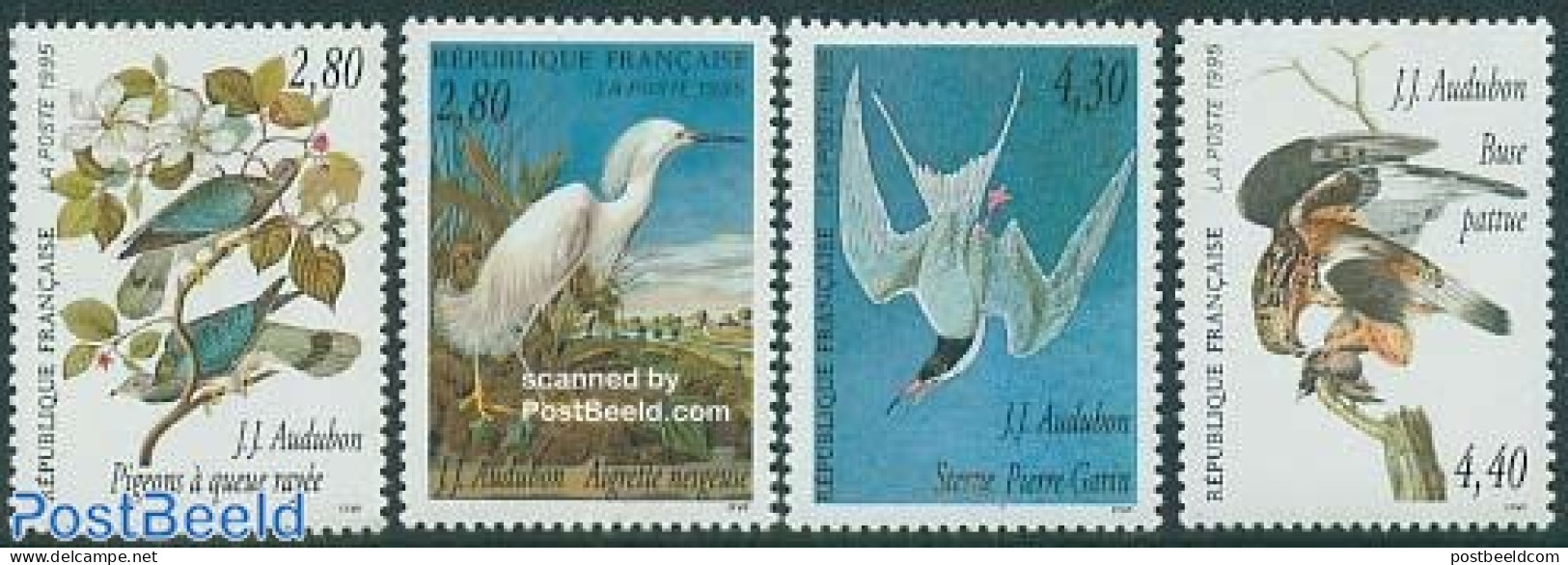 France 1995 Birds, J.J. Audubon 4v, Mint NH, Nature - Birds - Ungebraucht