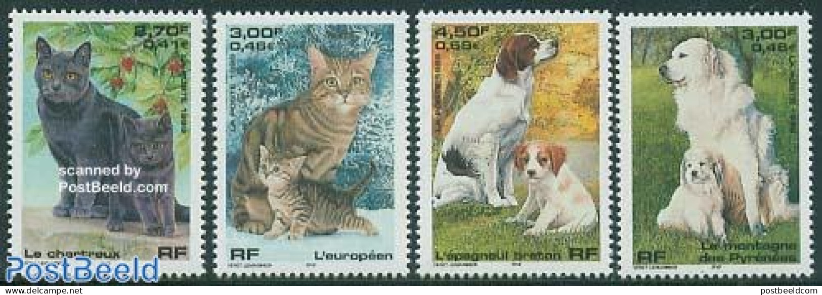 France 1999 Cats & Dogs 4v, Mint NH, Nature - Cats - Dogs - Unused Stamps