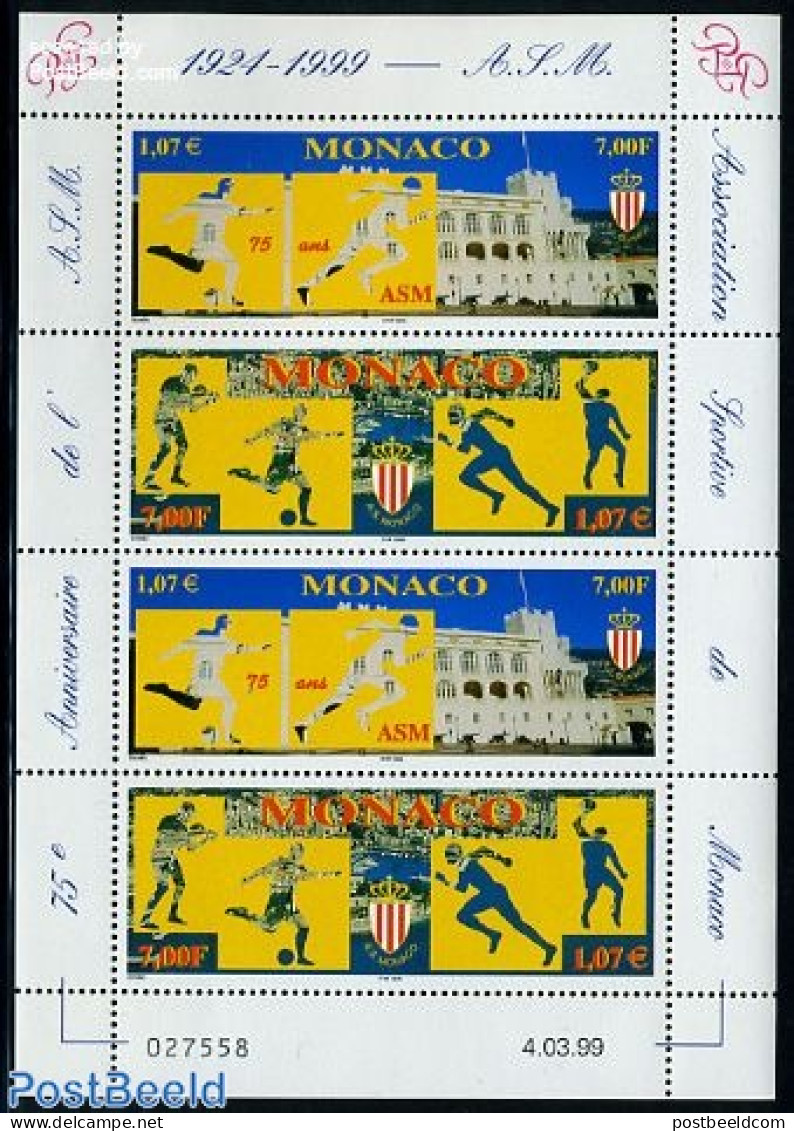 Monaco 1999 AS Monaco M/s (with 2 Sets), Mint NH, Sport - Boxing - Football - Handball - Sport (other And Mixed) - Ongebruikt
