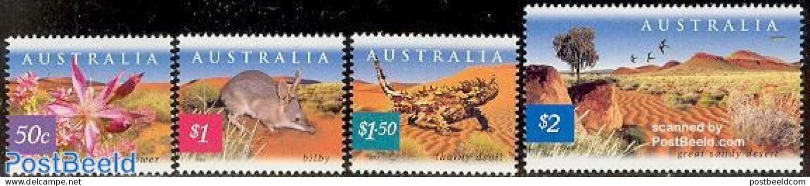 Australia 2002 Desert Nature 4v, Mint NH, Nature - Animals (others & Mixed) - Birds - Flowers & Plants - Reptiles - Nuevos