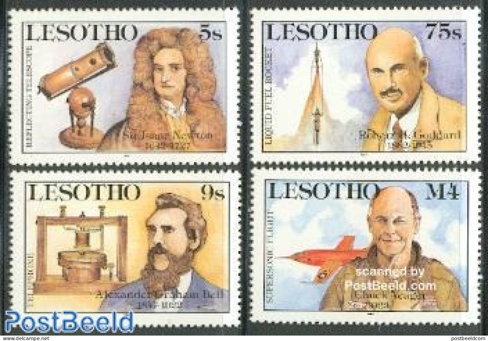 Lesotho 1987 Scientific Pioneers 4v, Mint NH, Science - Transport - Inventors - Physicians - Aircraft & Aviation - Spa.. - Physique