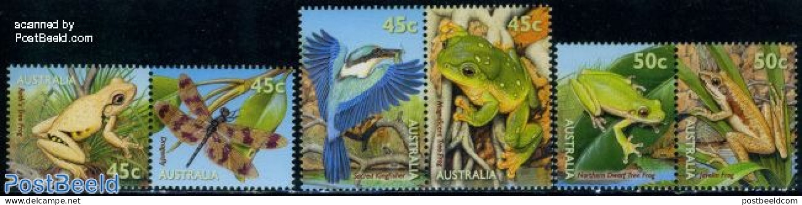Australia 1999 Small Pond 3x2v [:], Mint NH, Nature - Animals (others & Mixed) - Birds - Frogs & Toads - Insects - Nuovi