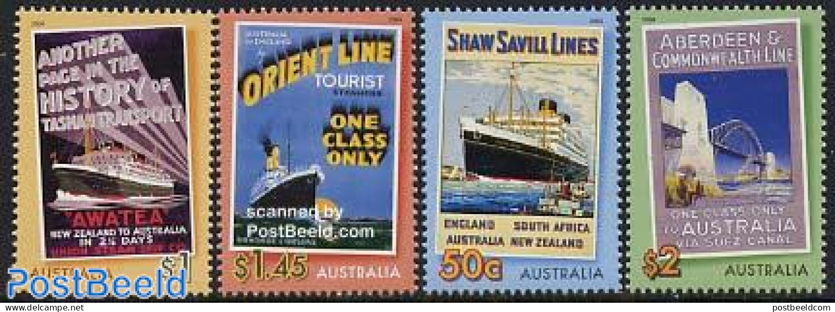 Australia 2004 Bon Voyage 4v, Mint NH, Transport - Ships And Boats - Art - Bridges And Tunnels - Poster Art - Ongebruikt