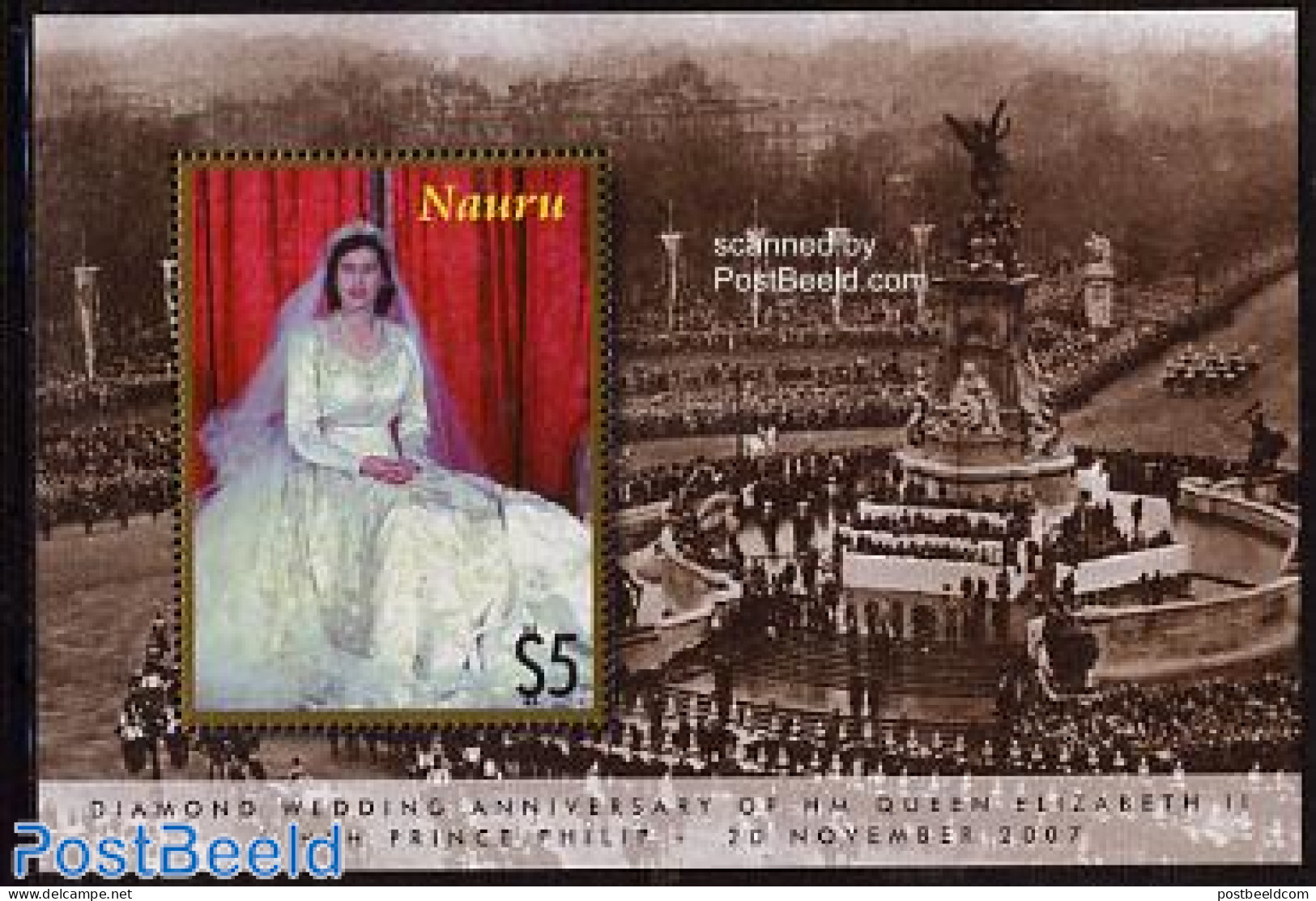 Nauru 2007 Elizabeth II Diamond Wedding S/s, Mint NH, History - Kings & Queens (Royalty) - Familles Royales