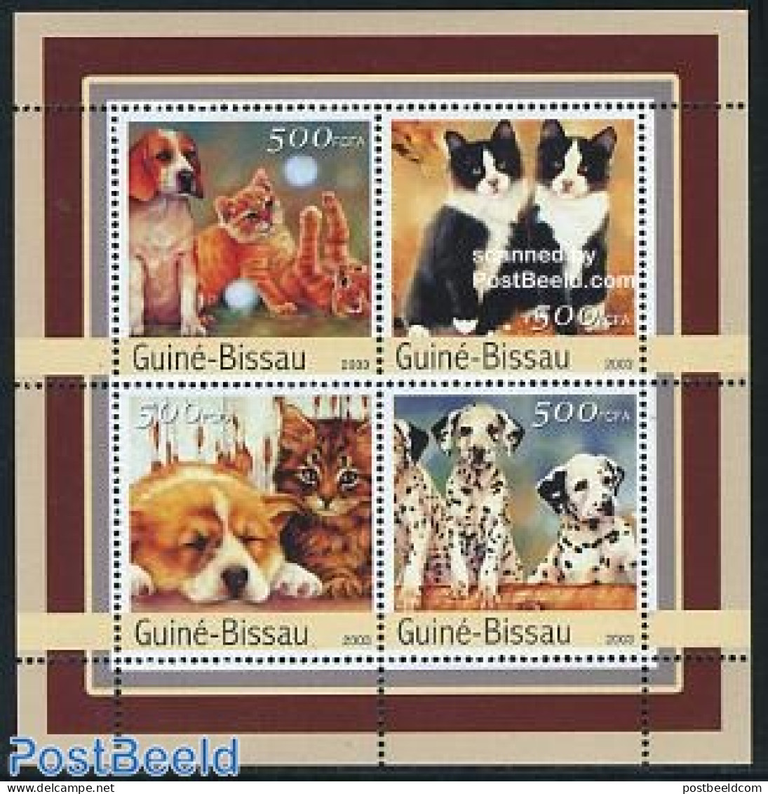 Guinea Bissau 2003 Dogs & Cats 4v M/s, Mint NH, Nature - Cats - Dogs - Guinea-Bissau