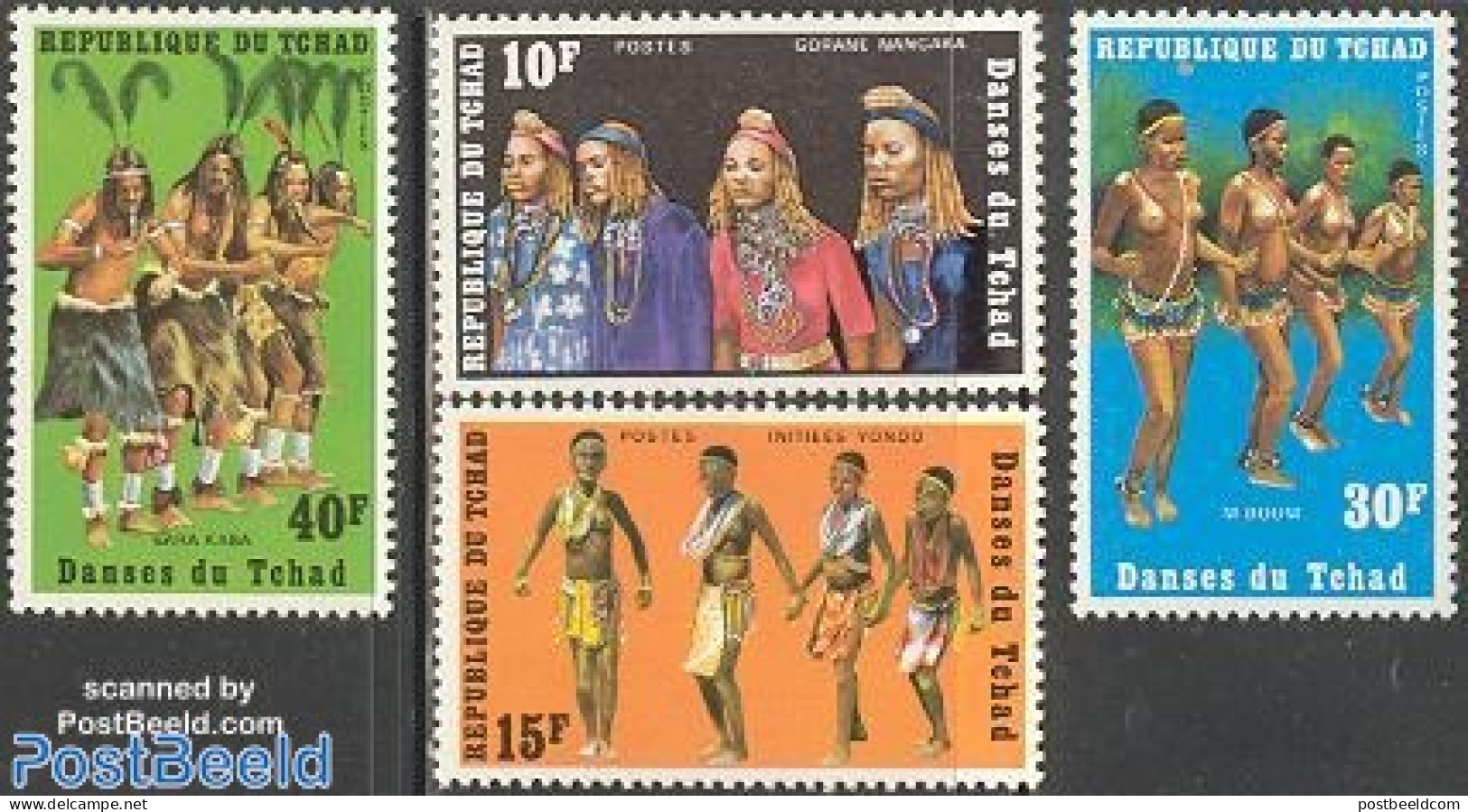 Chad 1971 Tradional Dances 4v, Mint NH, Performance Art - Various - Dance & Ballet - Music - Folklore - Otros & Sin Clasificación