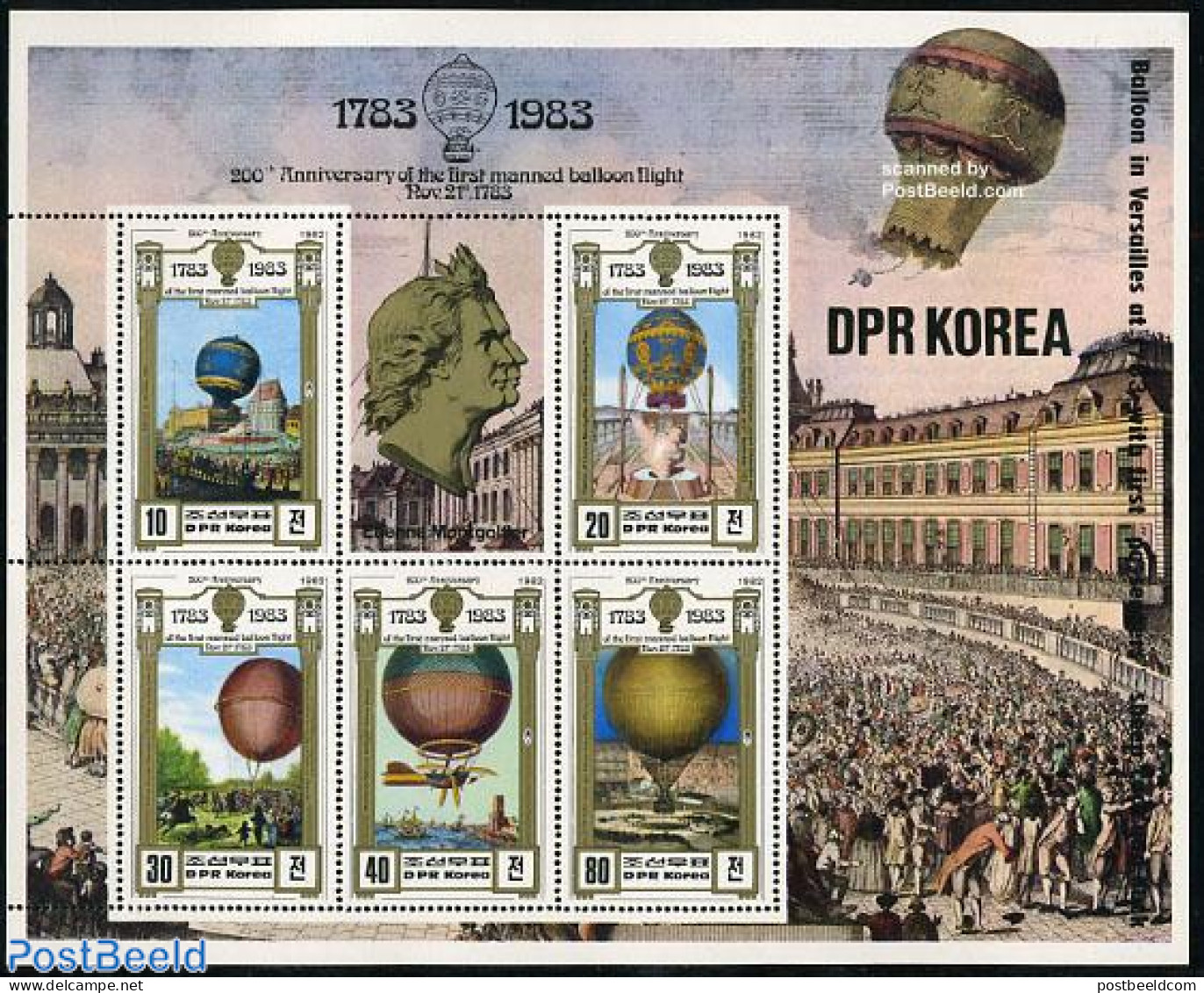Korea, North 1982 200 Years Aviation 5v M/s, Mint NH, Transport - Balloons - Montgolfier