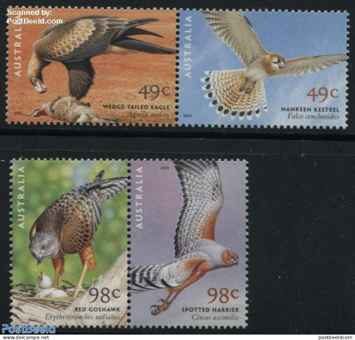 Australia 2001 Birds Of Prey 2x2v [:], Mint NH, Nature - Birds - Birds Of Prey - Nuevos