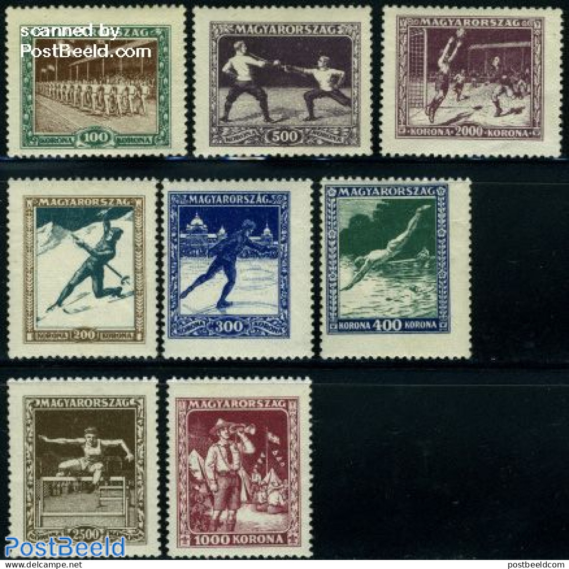 Hungary 1925 Sport 8v, Unused (hinged), Sport - Athletics - Fencing - Football - Scouting - Skating - Skiing - Sport (.. - Neufs