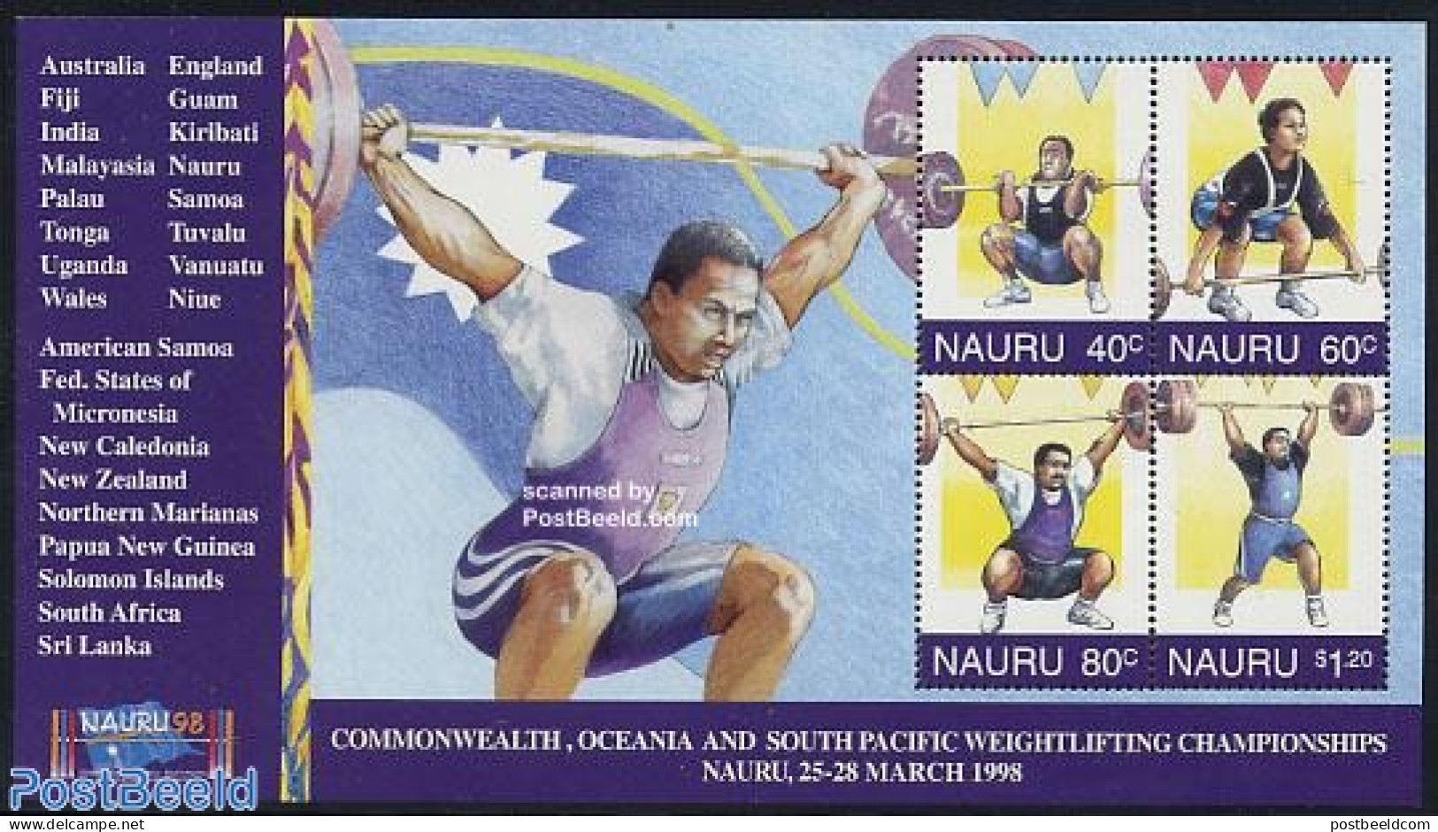 Nauru 1998 Weight Lifting S/s, Mint NH, Sport - Weightlifting - Haltérophilie