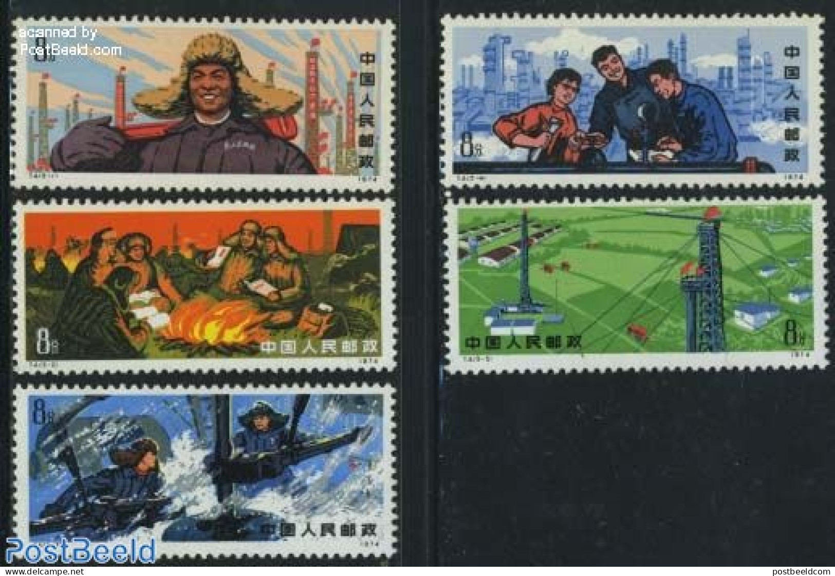 China People’s Republic 1974 Industrial Workers 5v, Mint NH, Various - Industry - Neufs