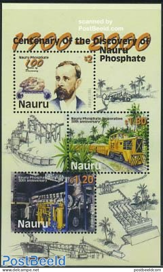 Nauru 2000 Phosphate Industry S/s, Mint NH, Science - Transport - Mining - Railways - Treinen