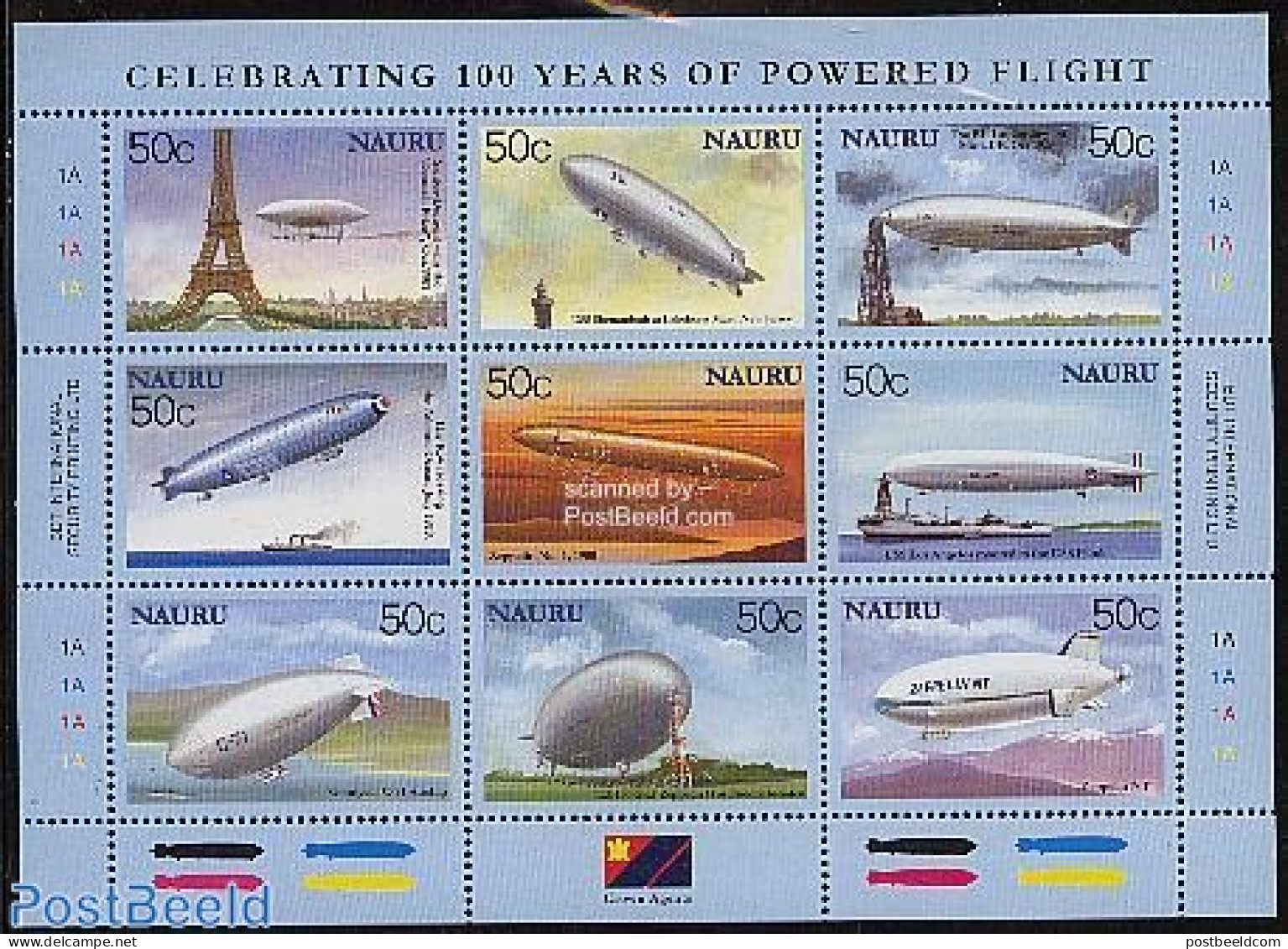 Nauru 2003 Zeppelin 9v M/s, Mint NH, Transport - Ships And Boats - Zeppelins - Bateaux