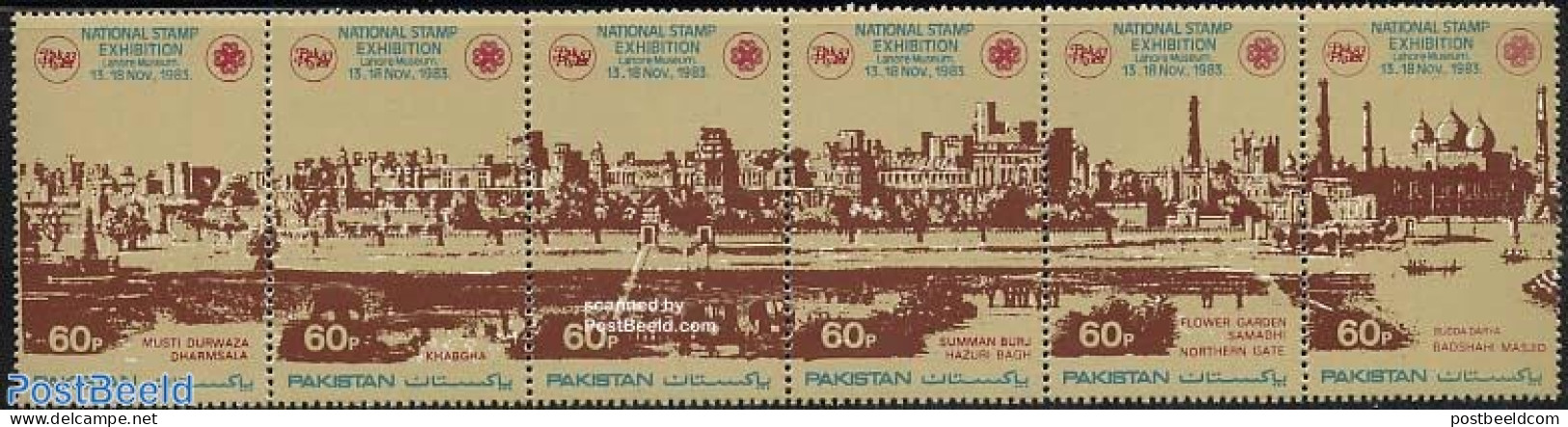 Pakistan 1983 National Stamp Exhibition 6v [:::::], Mint NH, Science - Int. Communication Year 1983 - Philately - Telekom