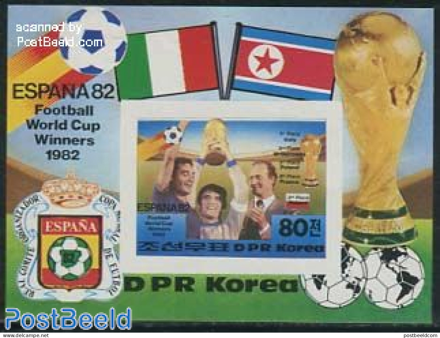 Korea, North 1982 World Cup Football Winners S/s Imperforated, Mint NH, Sport - Football - Korea (Noord)