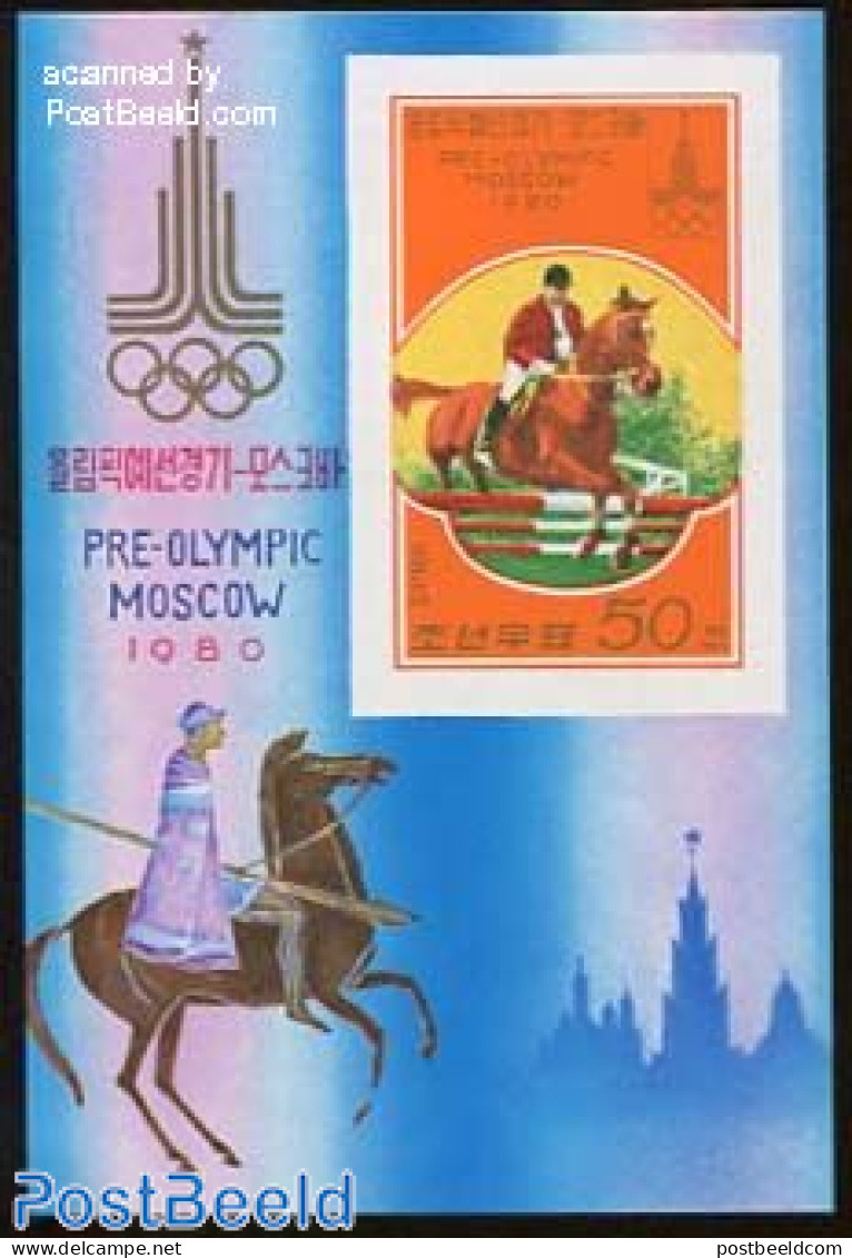 Korea, North 1978 Pre-olympic Games S/s Imperforated, Mint NH, Nature - Sport - Horses - Olympic Games - Corée Du Nord