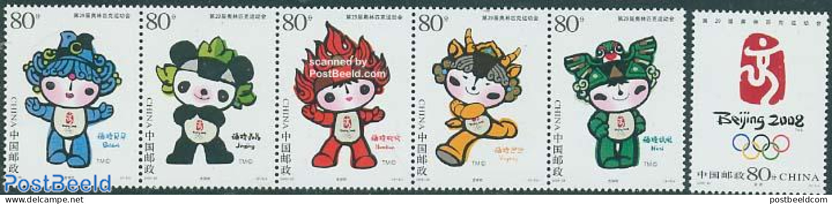 China People’s Republic 2005 Beijing 2008 6v (1v+[::::]), Mint NH, Sport - Olympic Games - Neufs