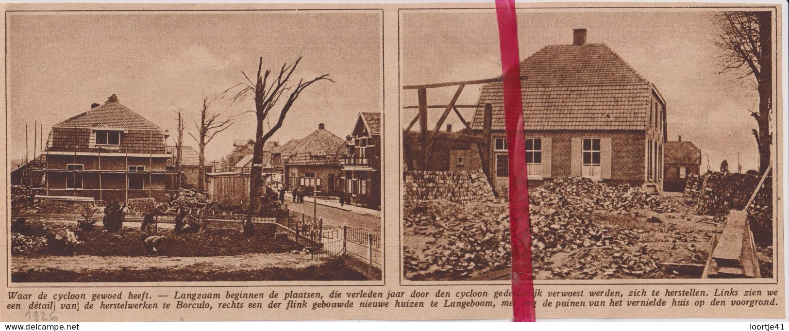 Borculo, Langeboom - Herstellingen Na Stormschade  - Orig. Knipsel Coupure Tijdschrift Magazine - 1926 - Non Classés