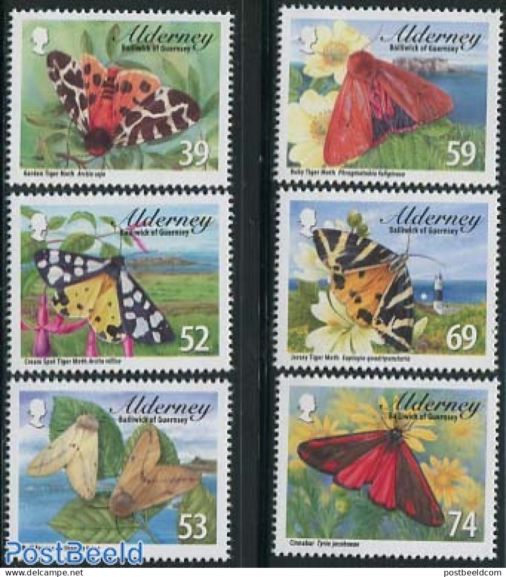 Alderney 2012 Tiger Moths 6v, Mint NH, Nature - Butterflies - Flowers & Plants - Insects - Alderney