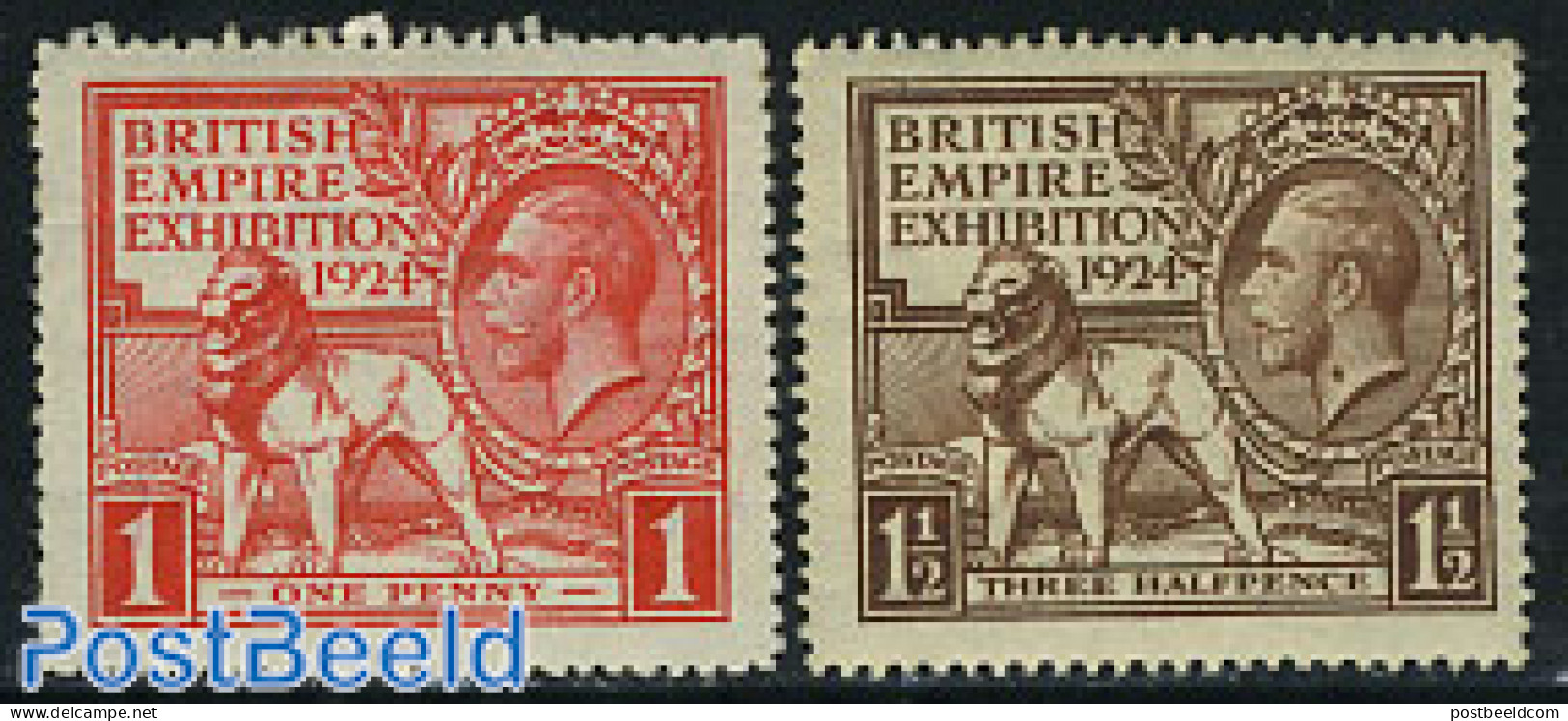 Great Britain 1924 British Empire Exposition 2v, Mint NH, Nature - Cat Family - Ungebraucht