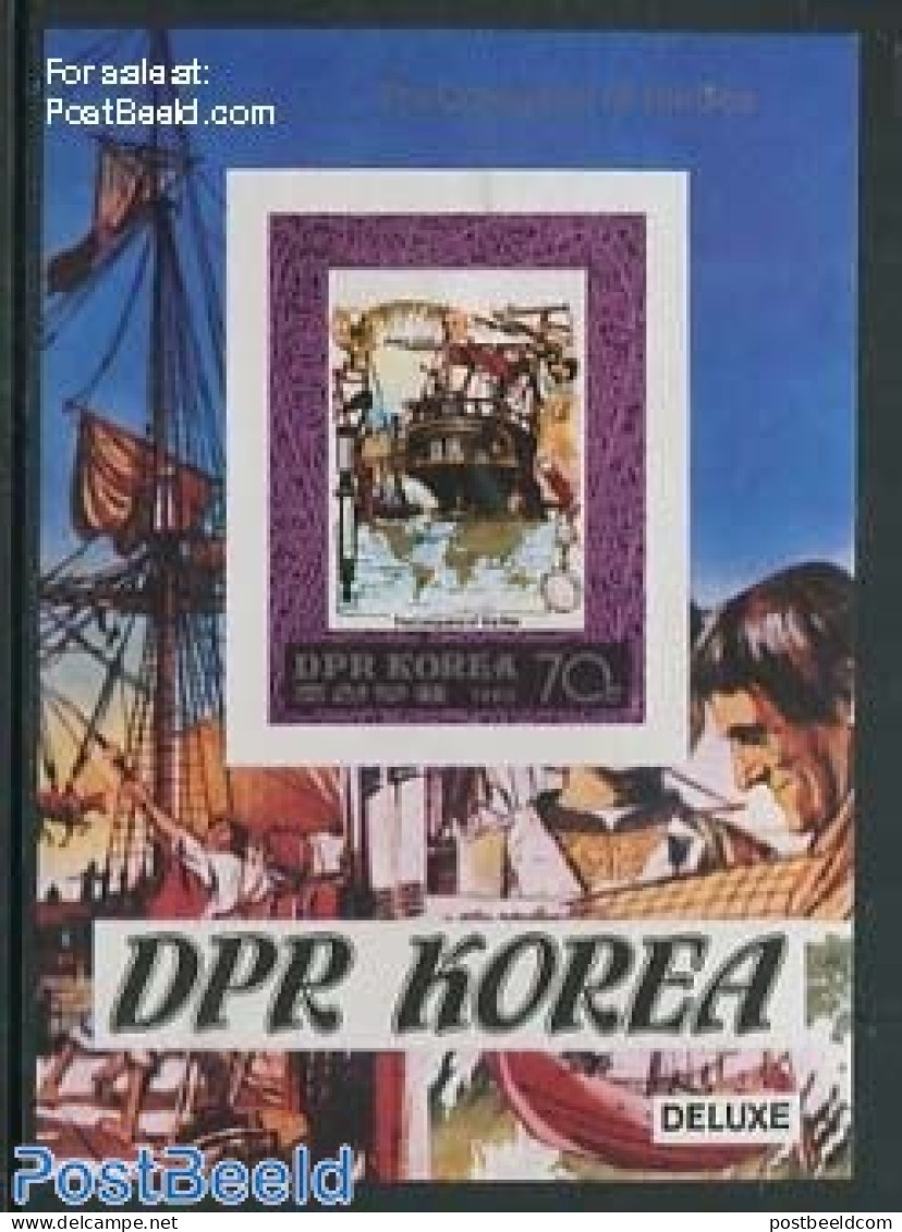 Korea, North 1980 James Cook S/s, Imperforated, Mint NH, History - Transport - Explorers - Ships And Boats - Erforscher