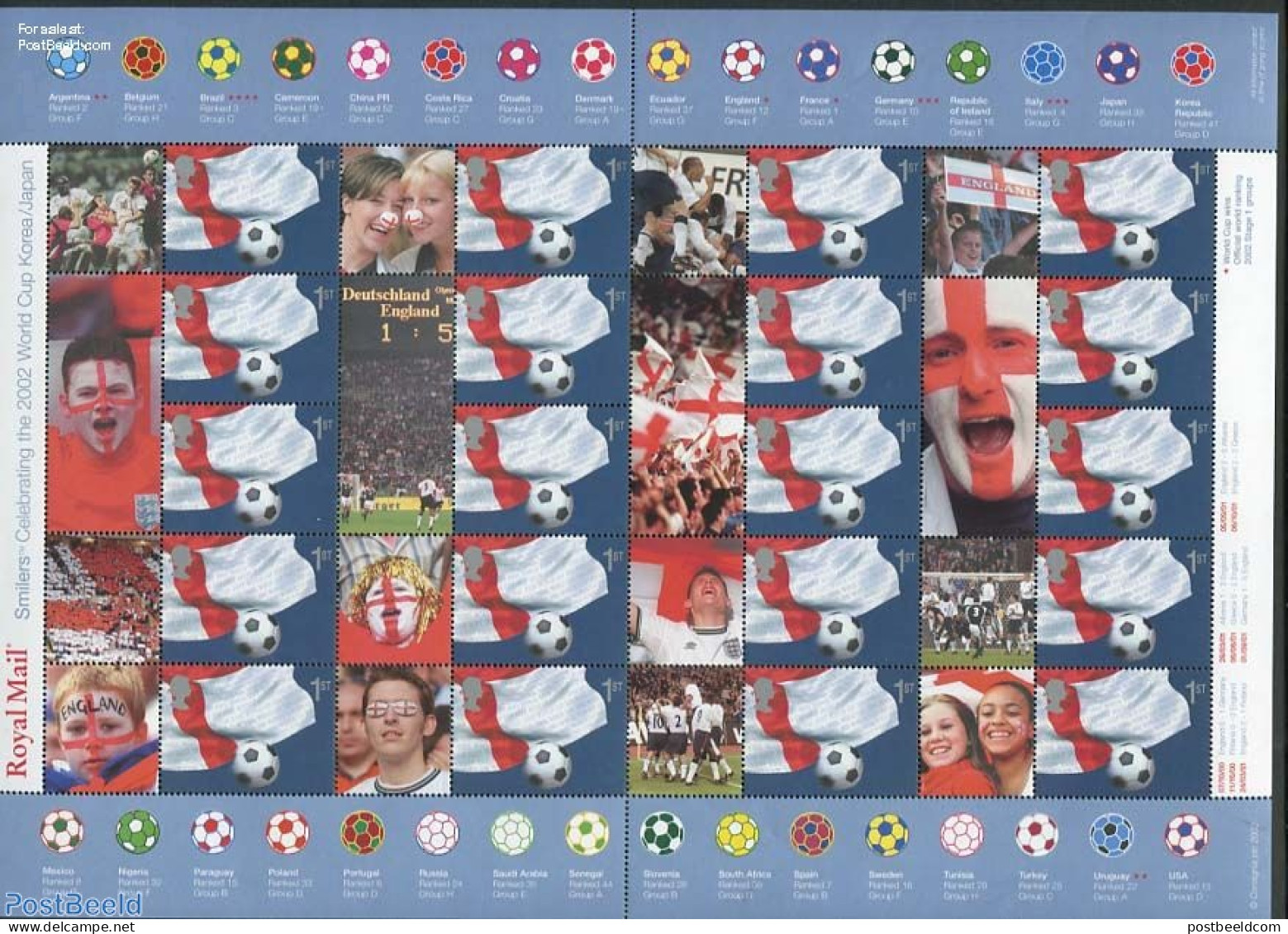 Great Britain 2002 Label Sheet, Football World Cup, Mint NH, Sport - Football - Unused Stamps