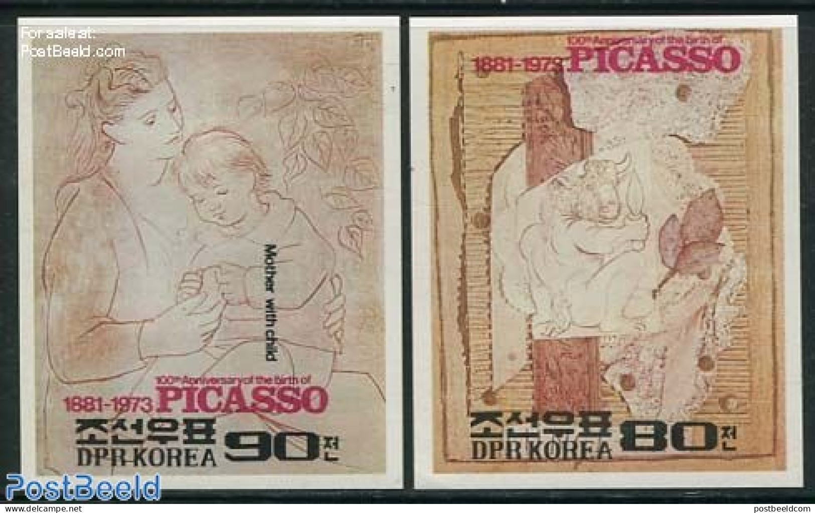 Korea, North 1982 Pablo Picasso 2 S/s, Imperforated, Mint NH, Art - Pablo Picasso - Korea (Noord)