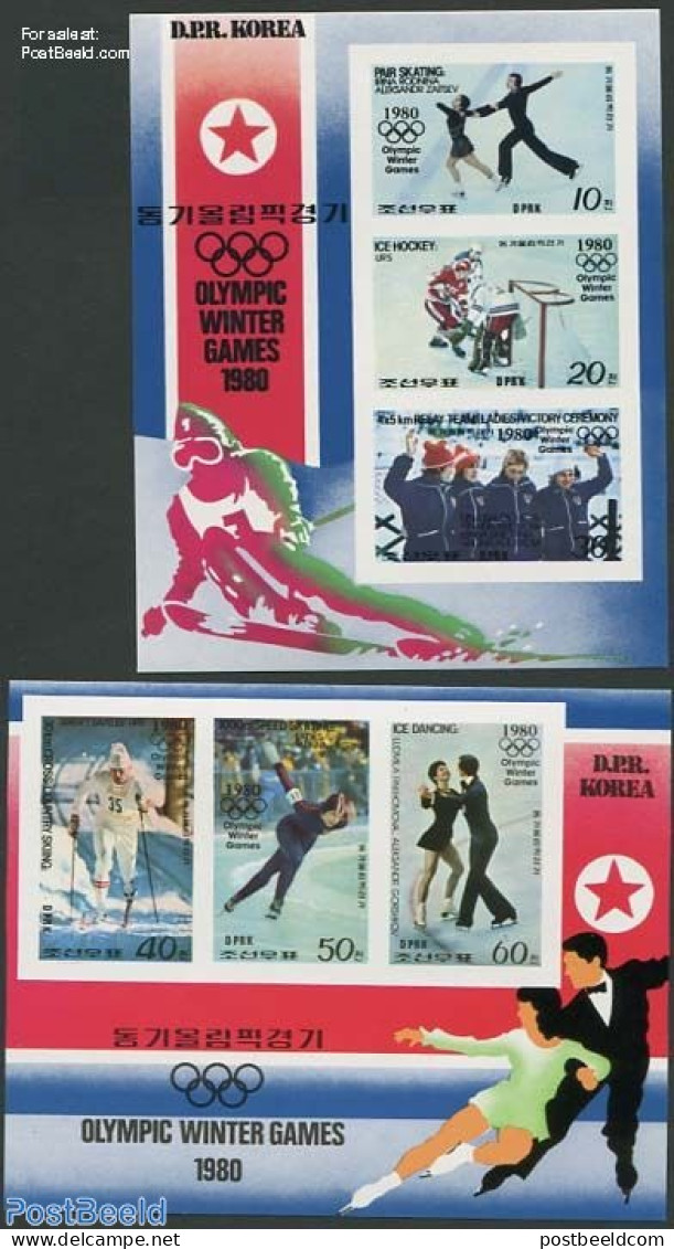Korea, North 1979 Olympic Winter Games 2x3v M/s, Imperforated, Mint NH, Sport - Ice Hockey - Olympic Winter Games - Sk.. - Hockey (sur Glace)
